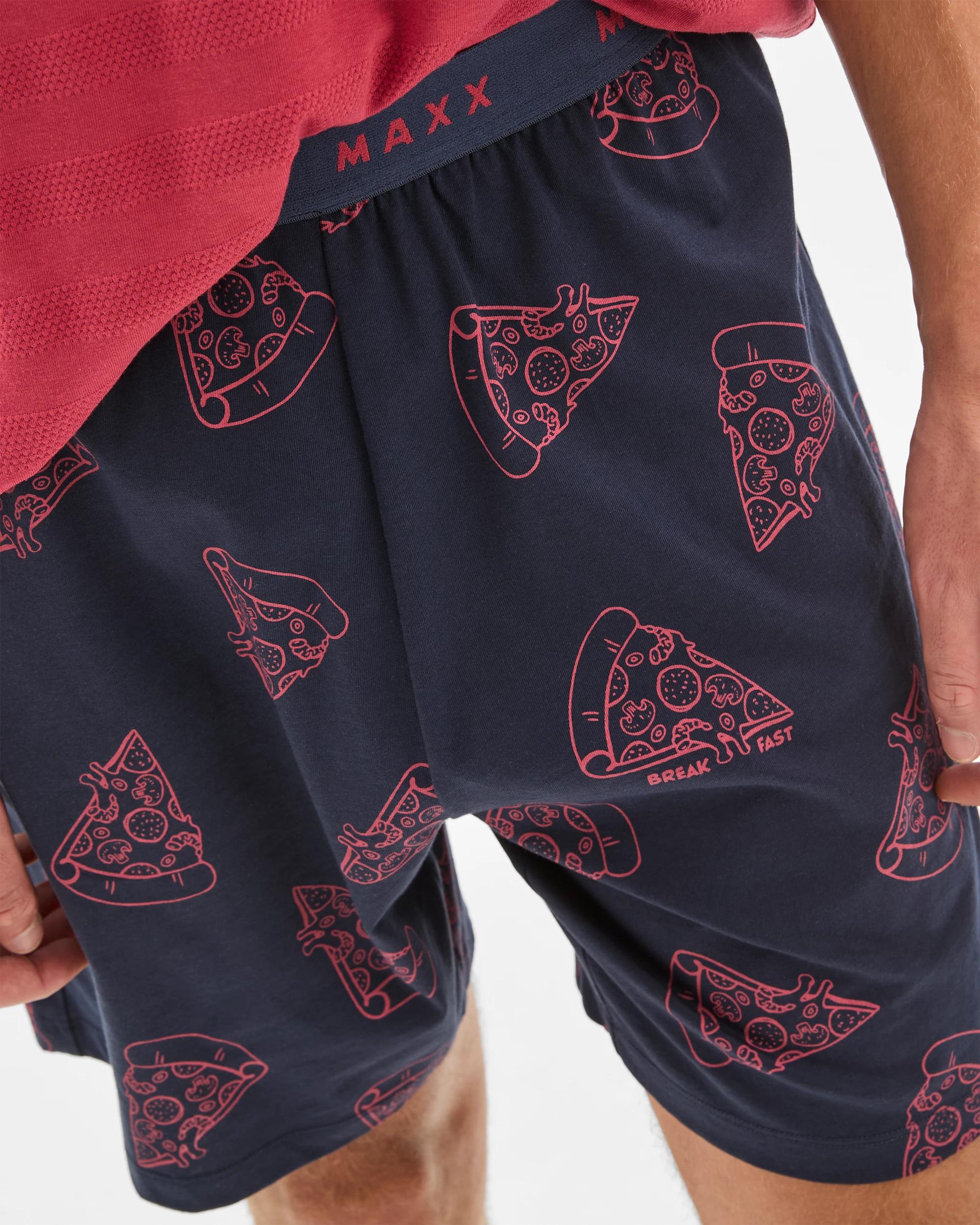5 Australian Cotton Blend Print Jersey Sleep Shorts - Maxx NAVY PIZZA, 5 of 6