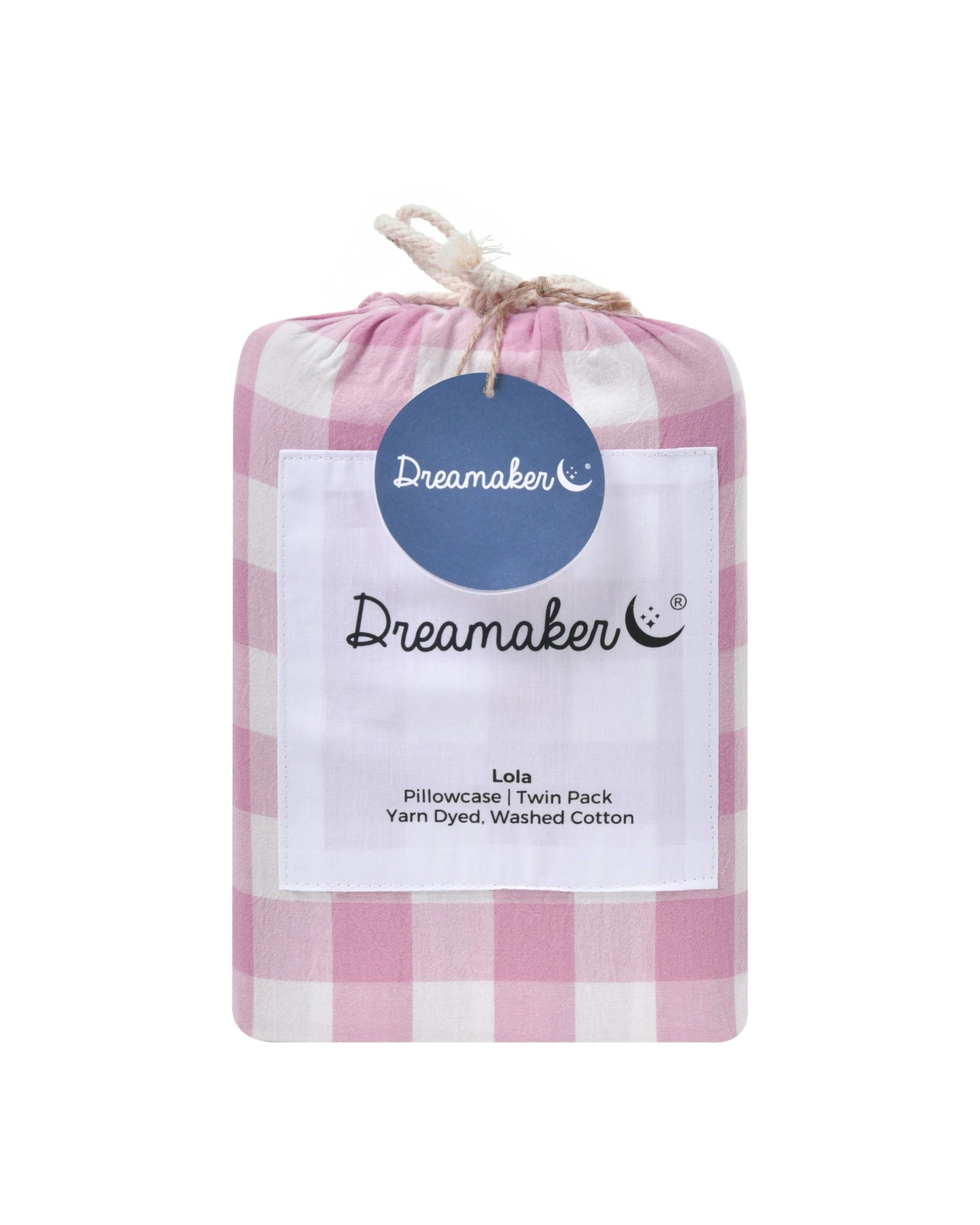 5 Dreamaker Twin Pack Lola Yarn Dyed Washed Cotton Gingham Standard Pillowcase - Pearl Pink, 5 of 6