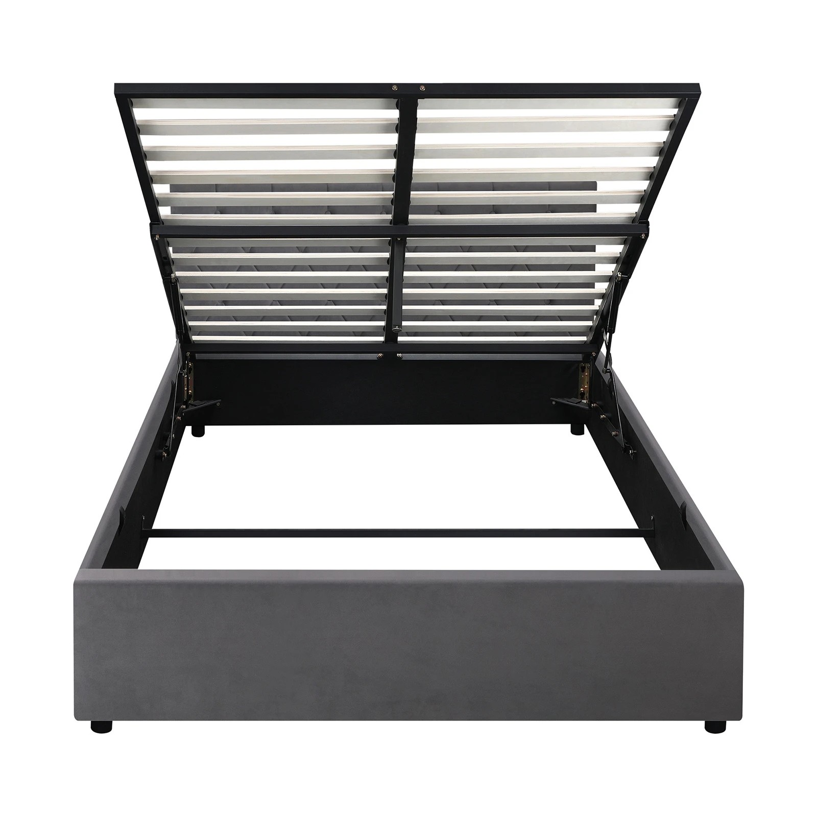 8 Oikiture Queen Bed Frame With Gas Lift Storage Base Velvet
 - Grey, 8 of 10