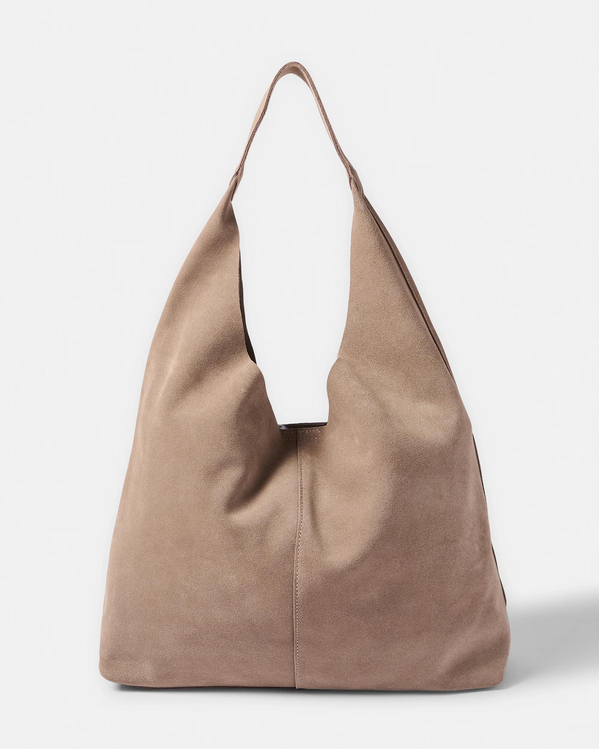 1 Suede Leather Slouchy Shoulder Bag Des Brown, 1 of 4