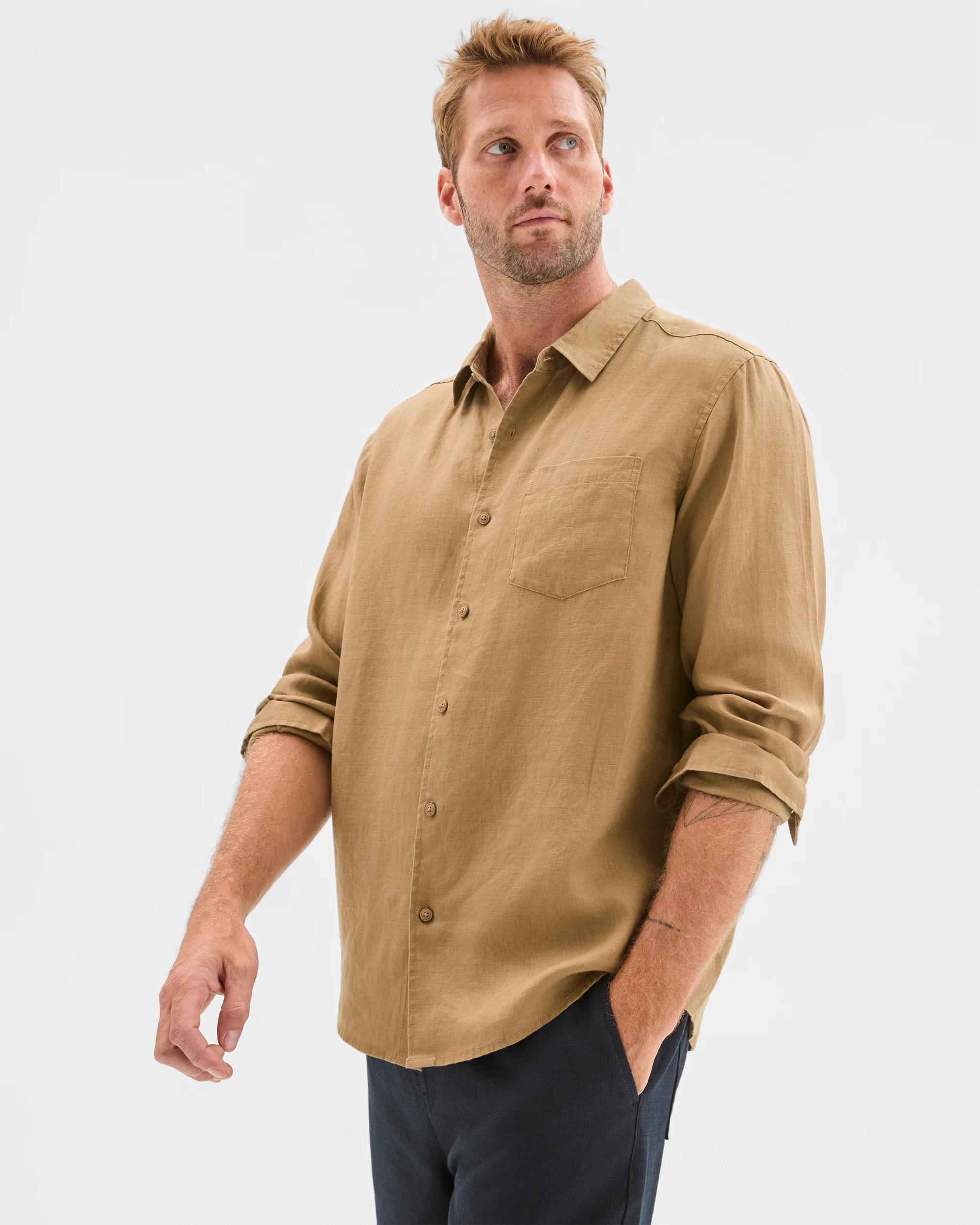 6 Target Man European Linen Long Sleeve Shirt DESERT, 6 of 6