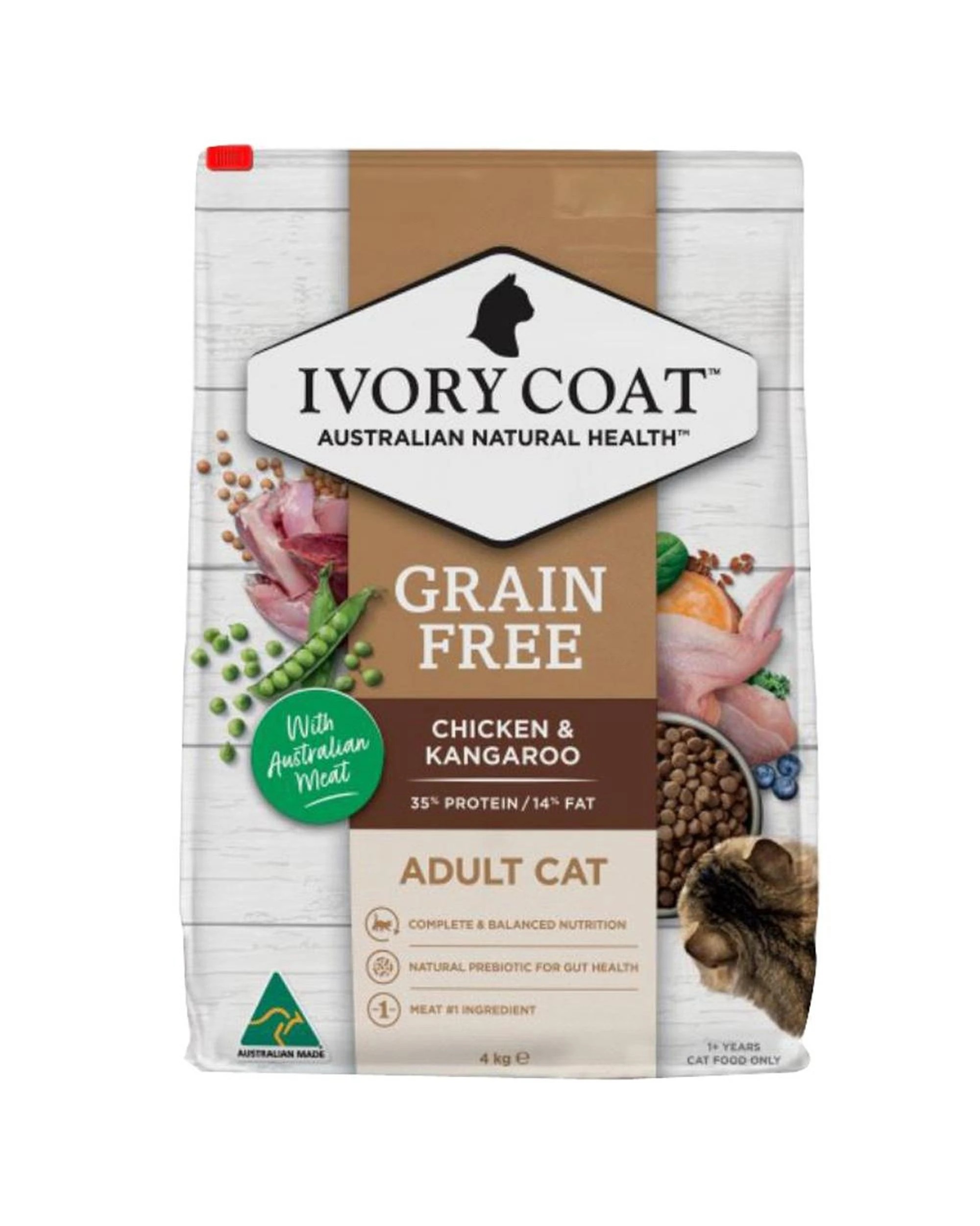1 Ivory Coat Adult Grain Free Dry Cat Food Chicken & Kangaroo 4kg, 1 of 6