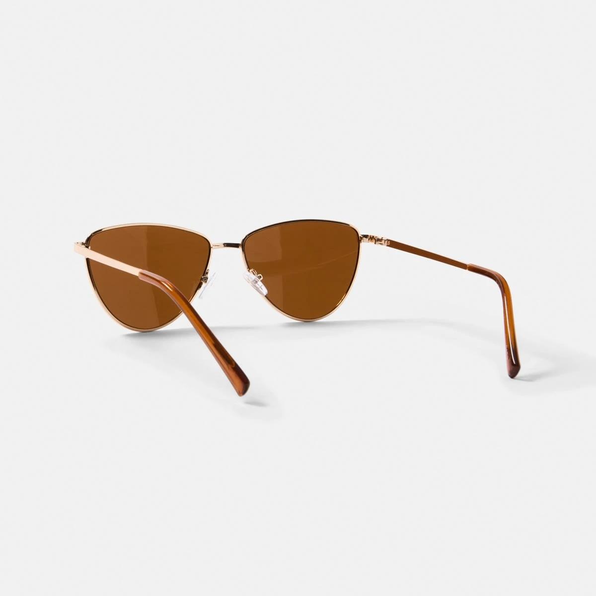 2 Womens Metal Cat Eye Sunglasses Gold, 2 of 6