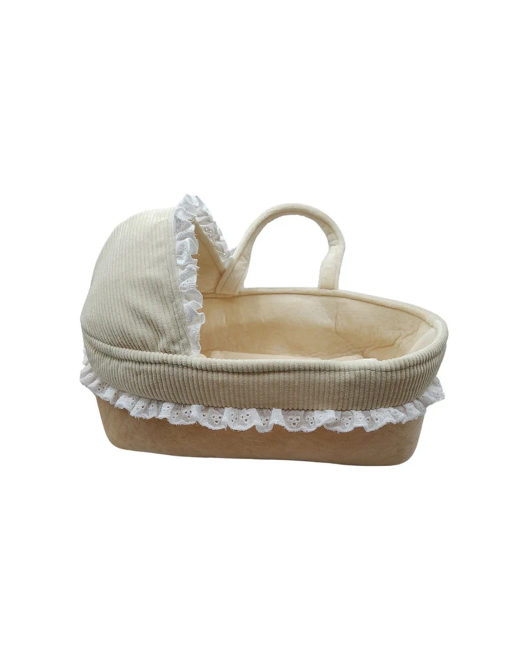 3 RoRo Lulla Doll Carry Cot With Embroidered Love Heart Blanket Baby Toy Accessory Set - Beige, 3 of 3