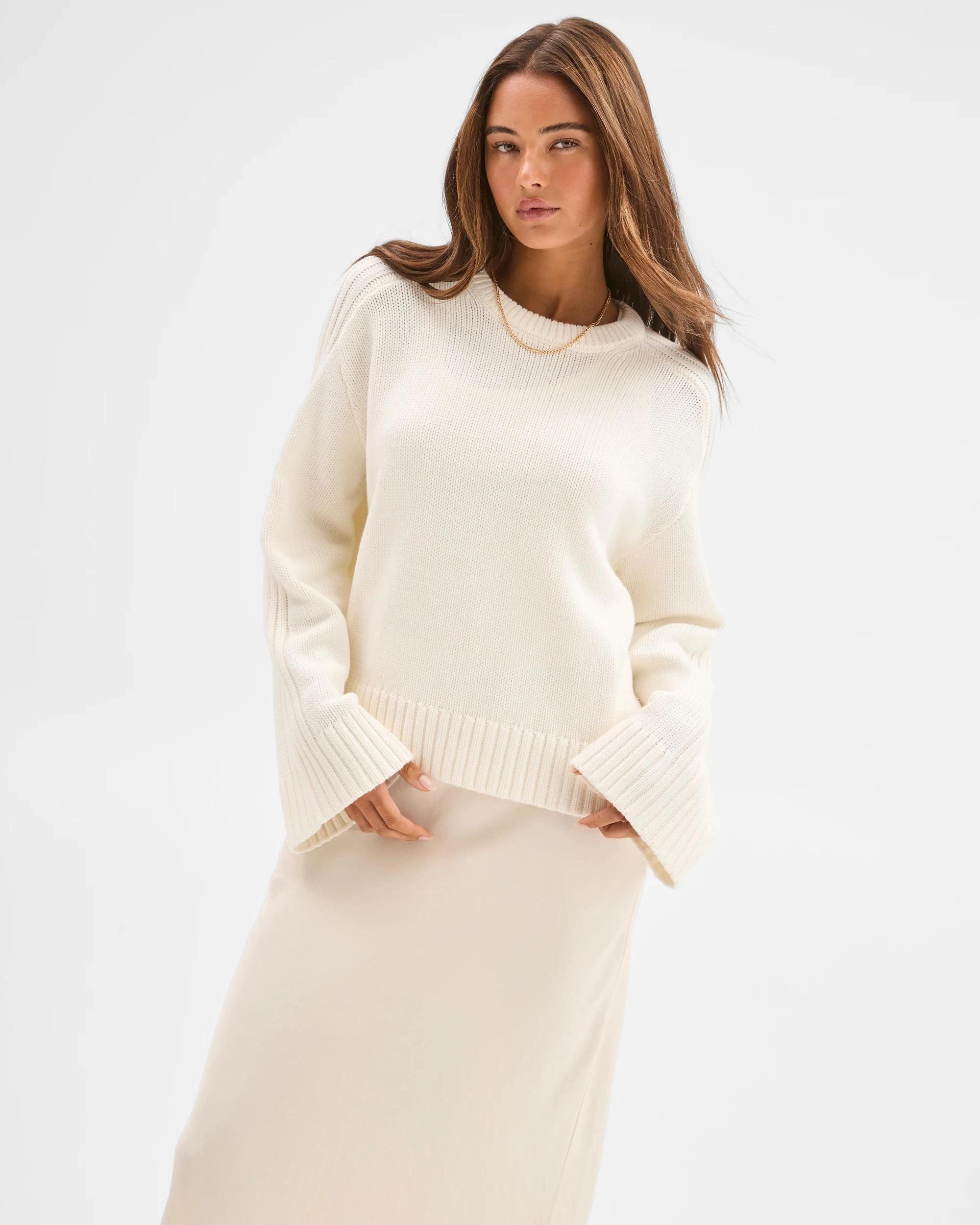 3 Lily Loves Australian Cotton Blend Crew Neck Knit Jumper JET STREAM, 3 of 5