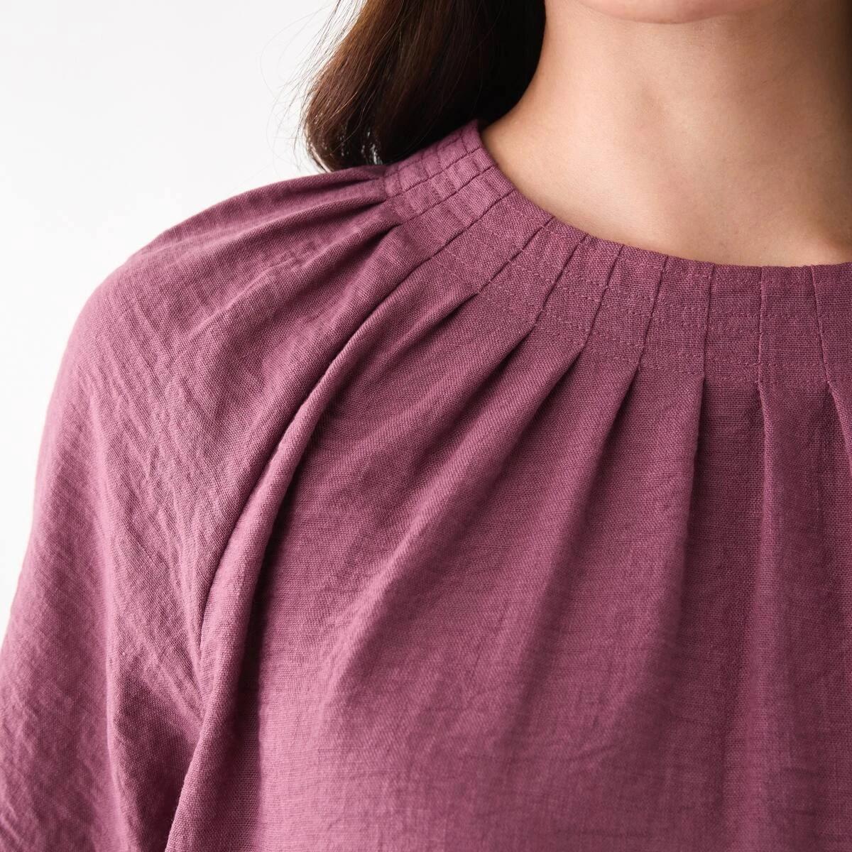 6 Short Sleeve Pleated Tuck Top Berry, 6 of 6