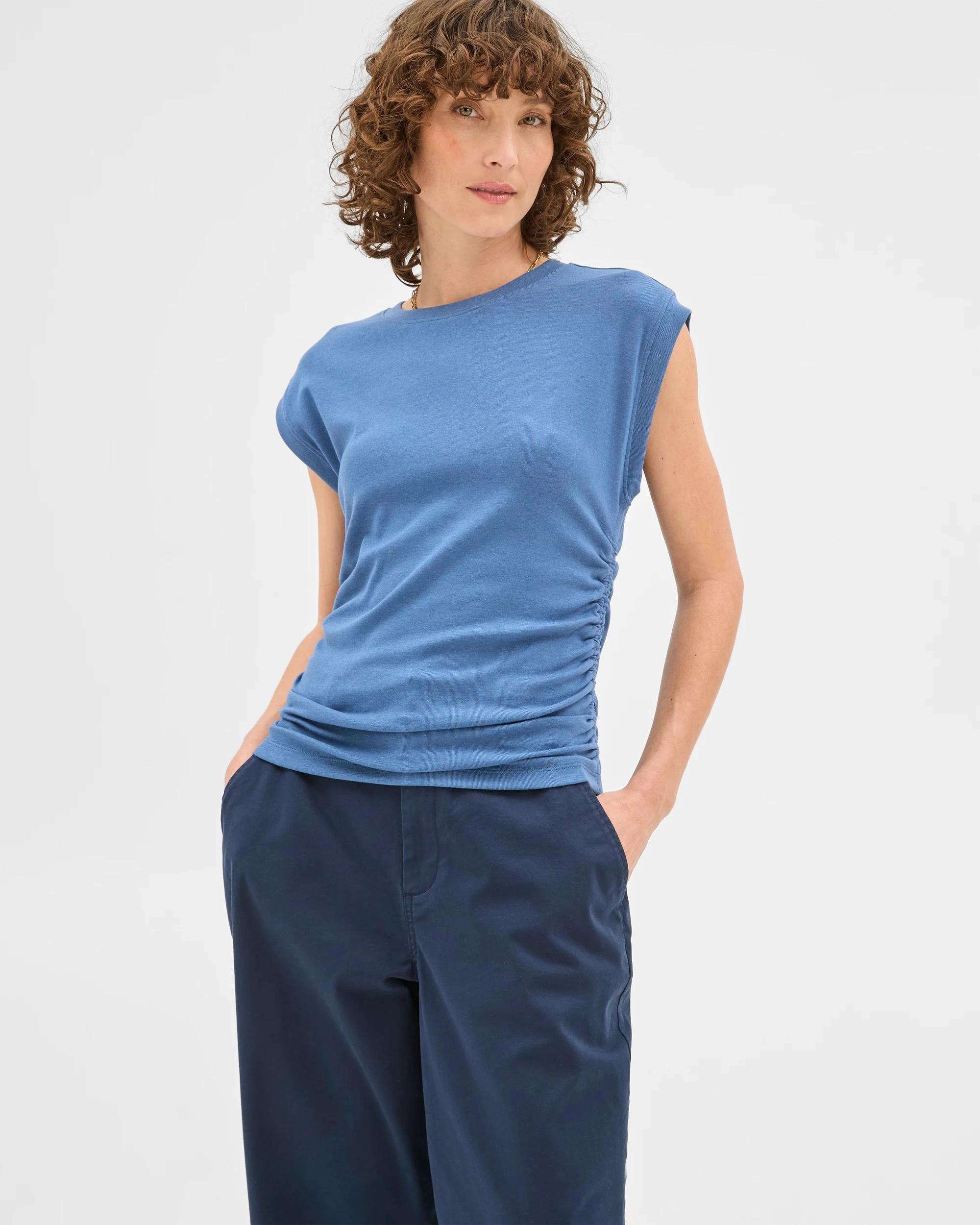 3 Target Gathered Waist Muscle T-Shirt BLUE JAY, 3 of 7