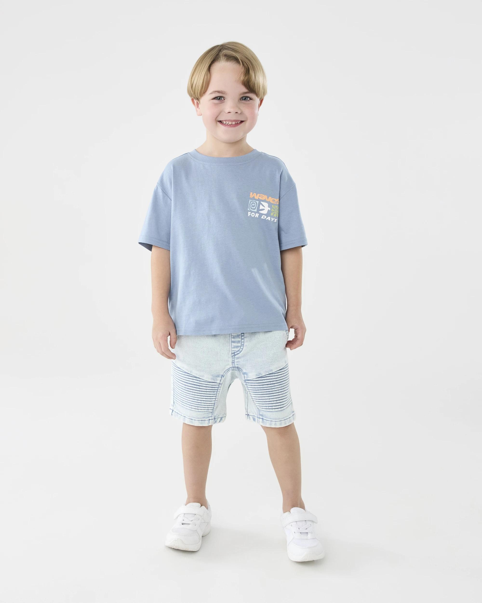 6 Moto Denim Shorts Bleach Blu, 6 of 7