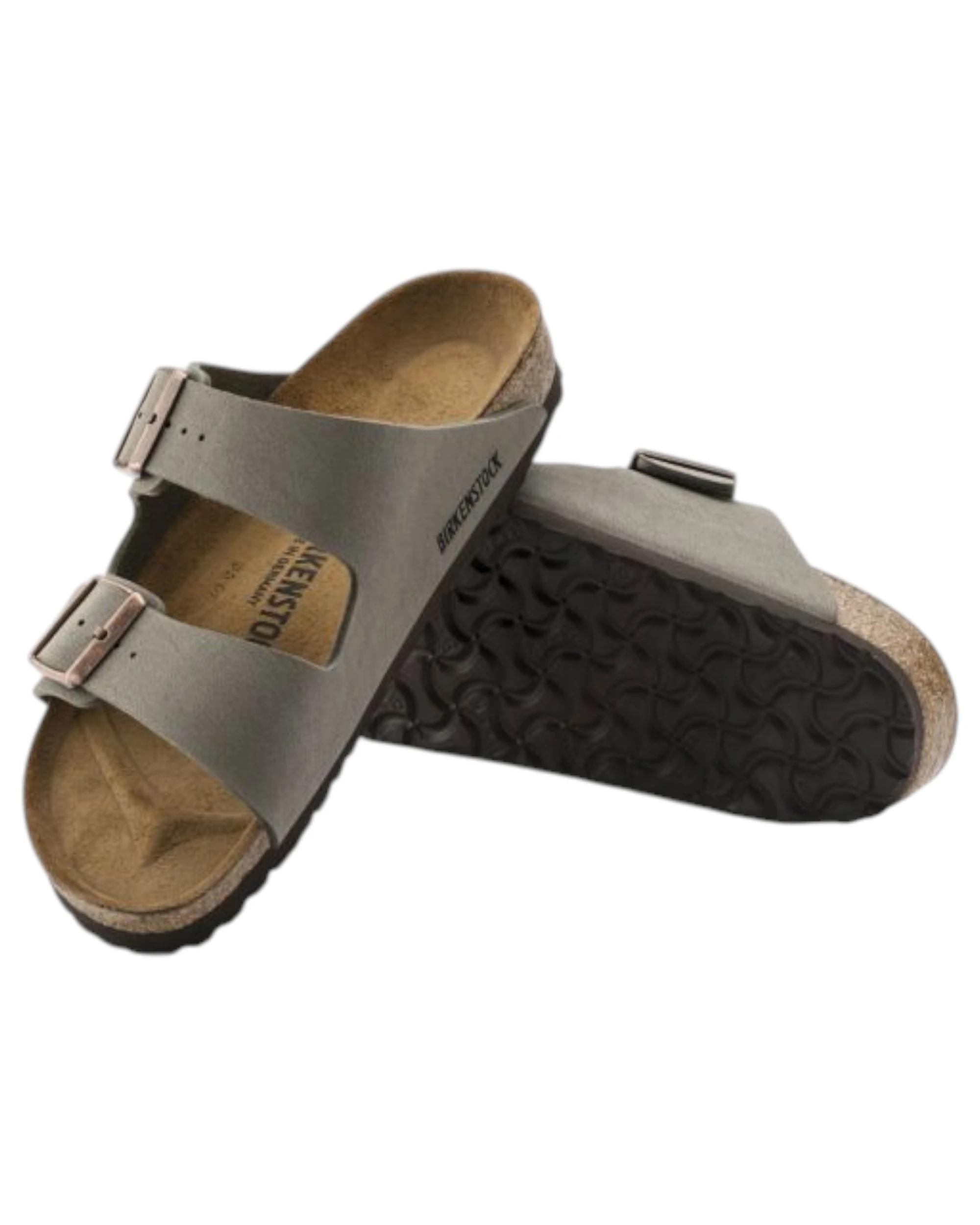 5 Birkenstock Womens Arizona Birko Flor Birkibuc Slip On Sandals STONE, 5 of 6