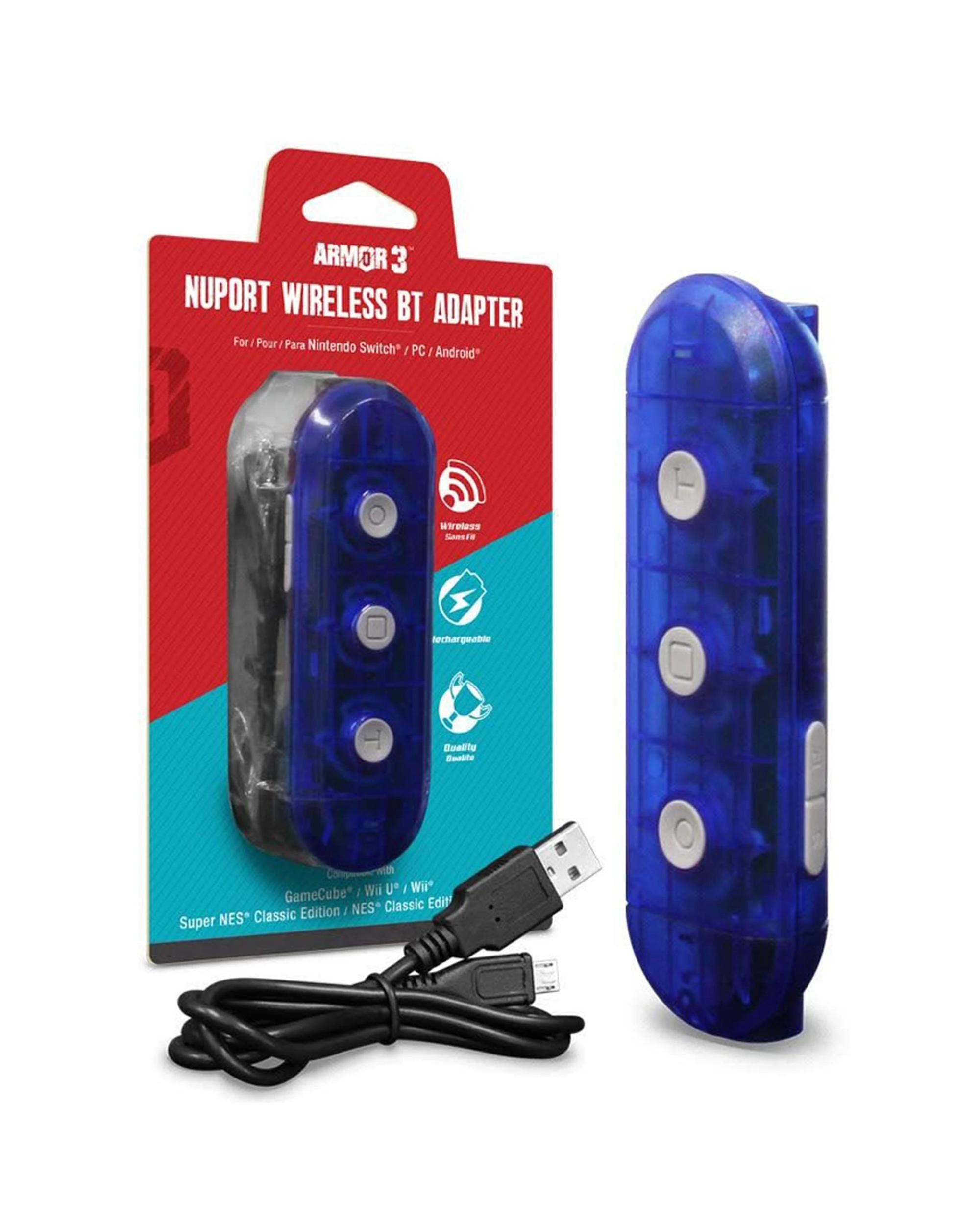1 Armor3 NuPort Wireless Bluetooth Adapter for Switch and PC - Purple, 1 of 4