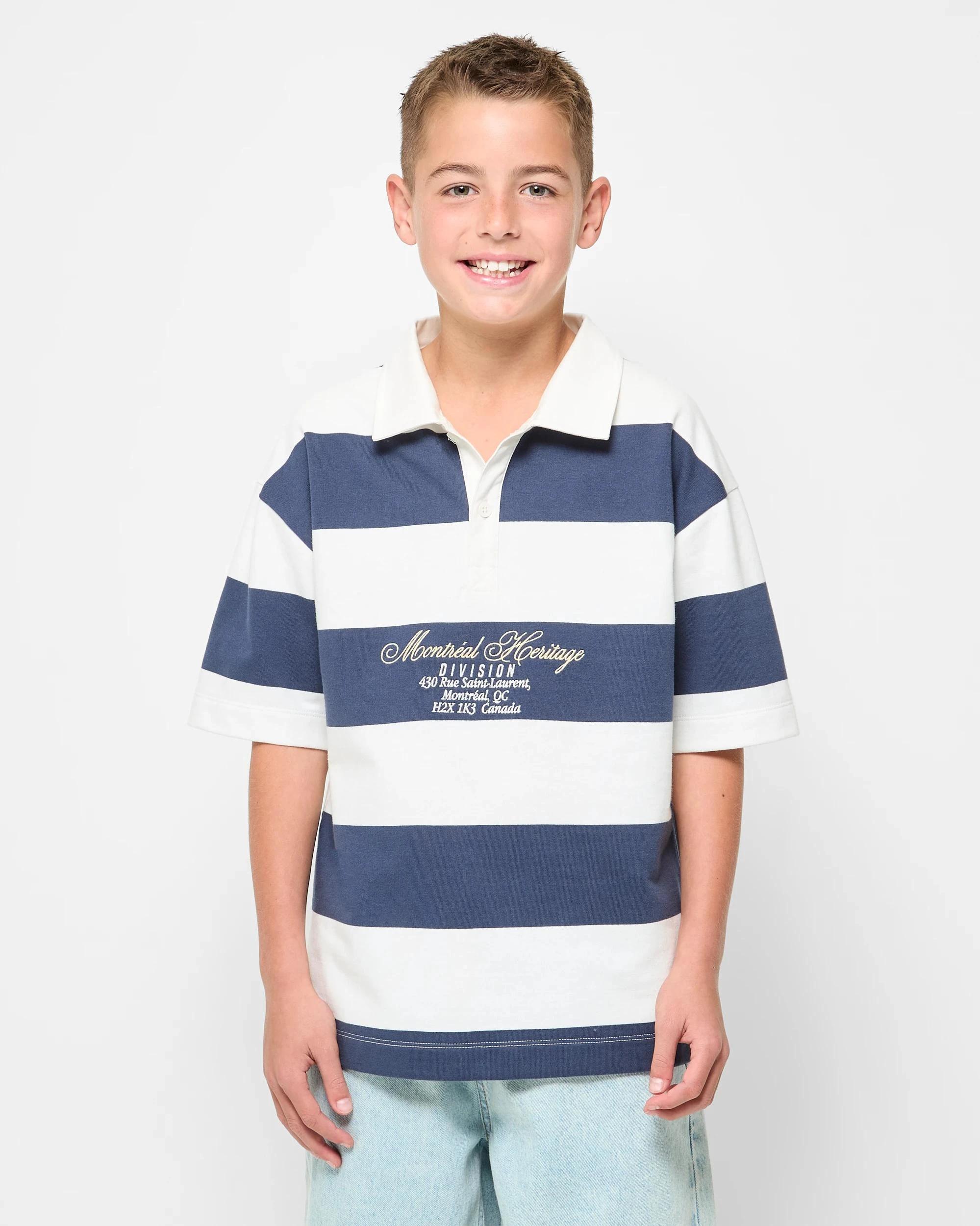 1 Target Short Sleeve Rugby Top CREAM/NAVY STRIPE, 1 of 5
