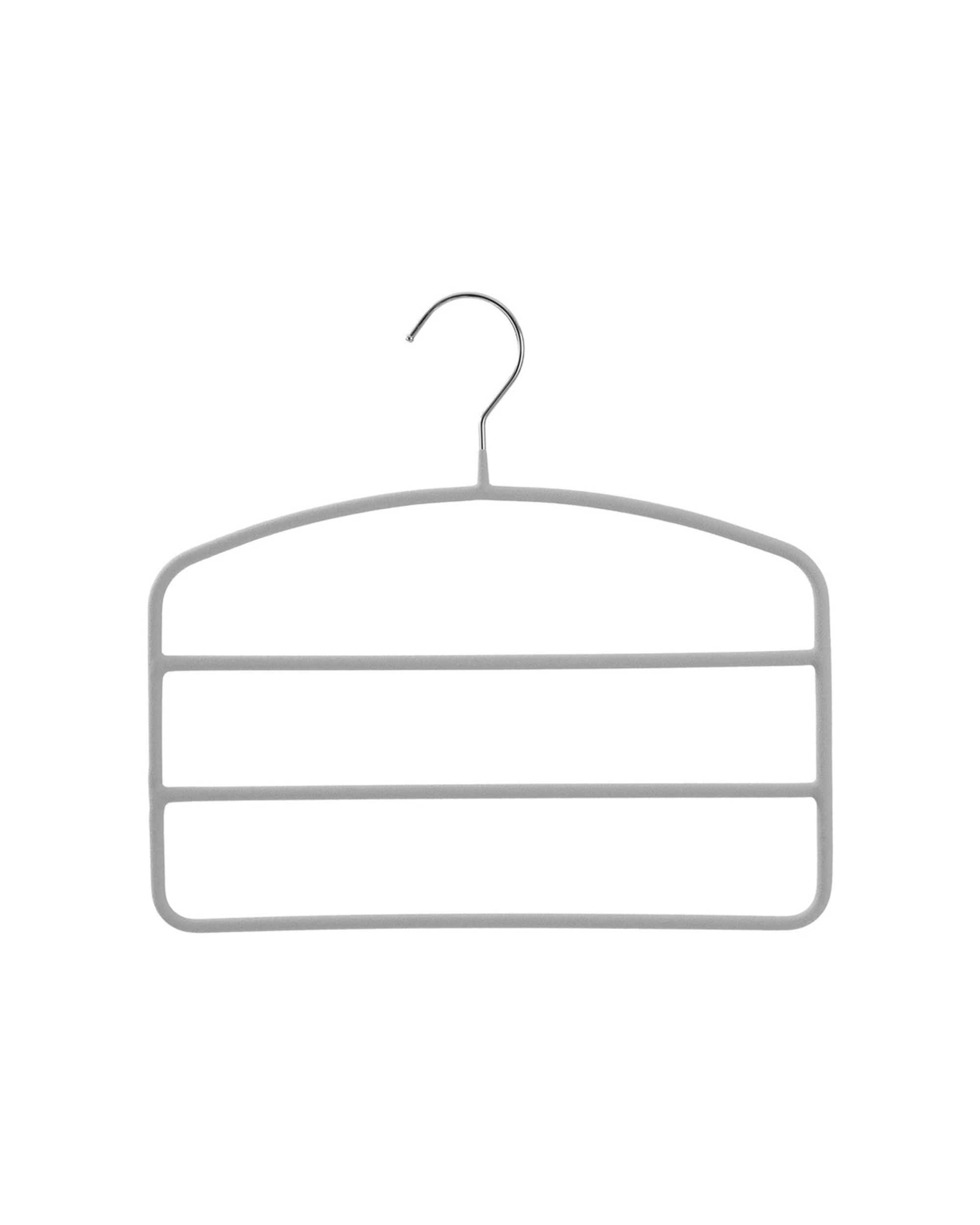 3 Boxsweden 6pc Hangit Suede 3 Tier Trouser Wardrobe Clothes Hanger Organiser - Grey, 3 of 5