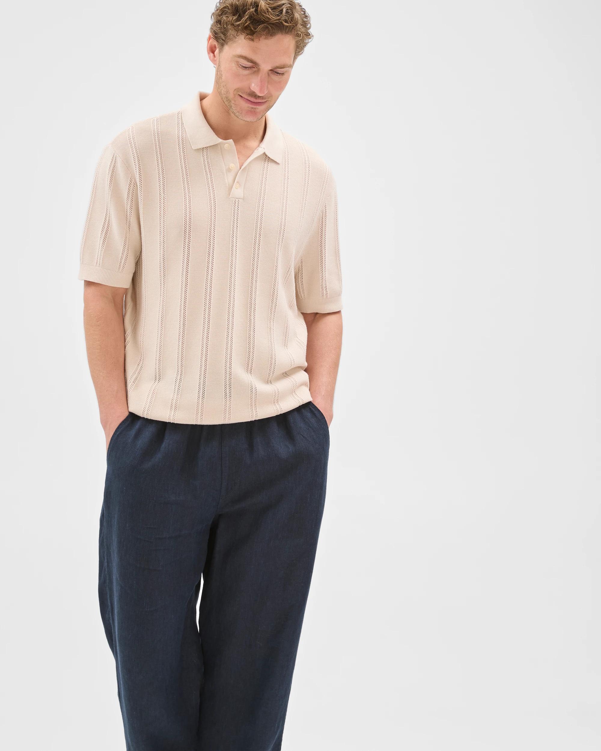 2 Target Man Australian Cotton Textured Stripe Knit Polo Top BIRCH, 2 of 7
