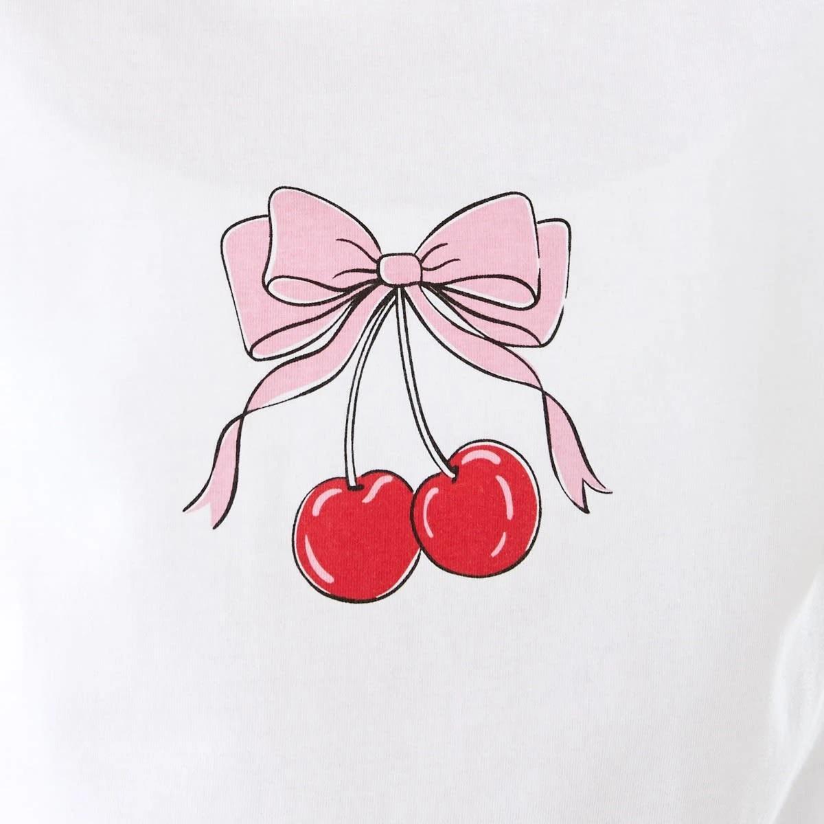 4 Short Sleeve Print T-shirt Cherry Bow, 4 of 8