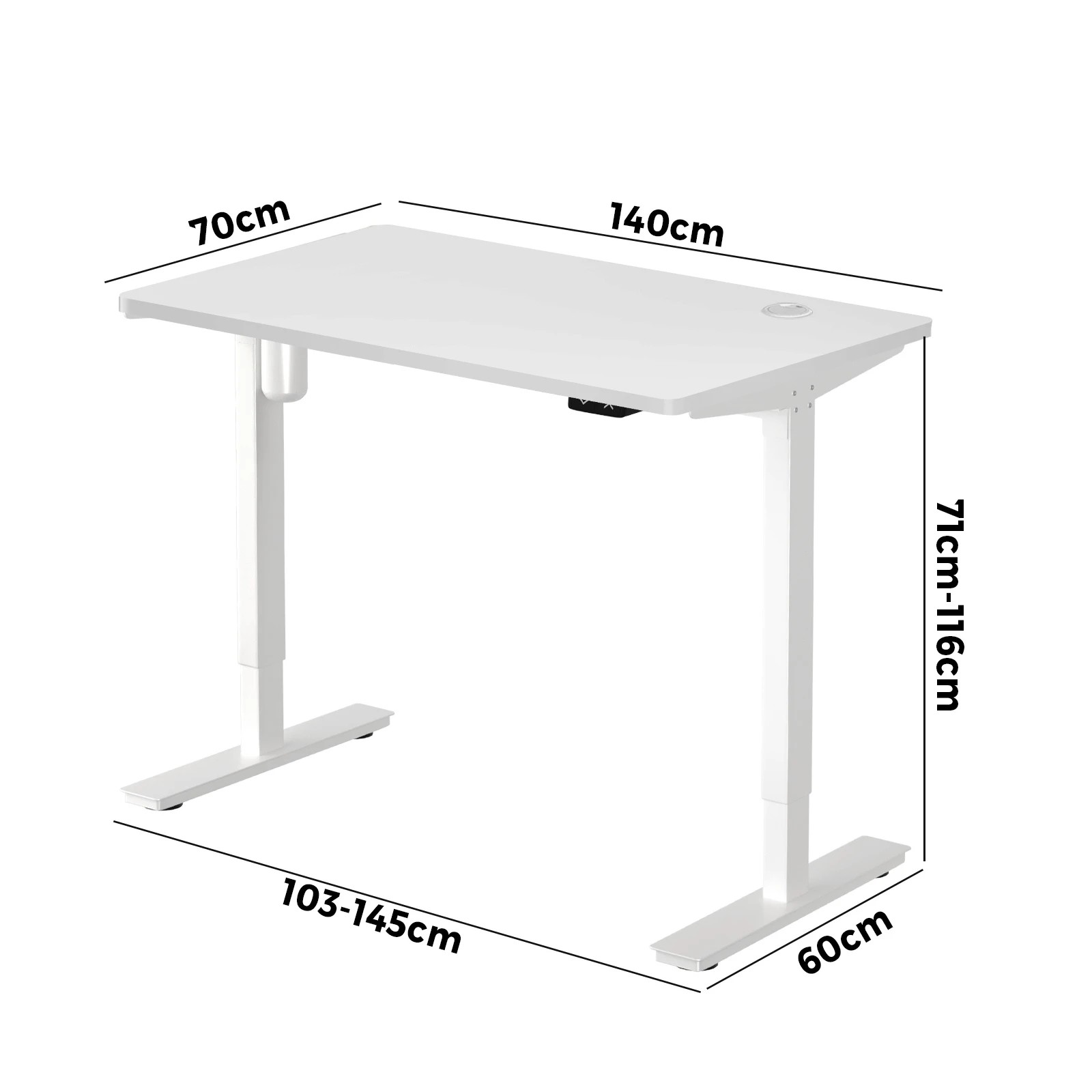 4 Oikiture 140cm Electric Standing Desk Single Motor Height Adjustable Sit Stand Table Top
 - White, 4 of 4