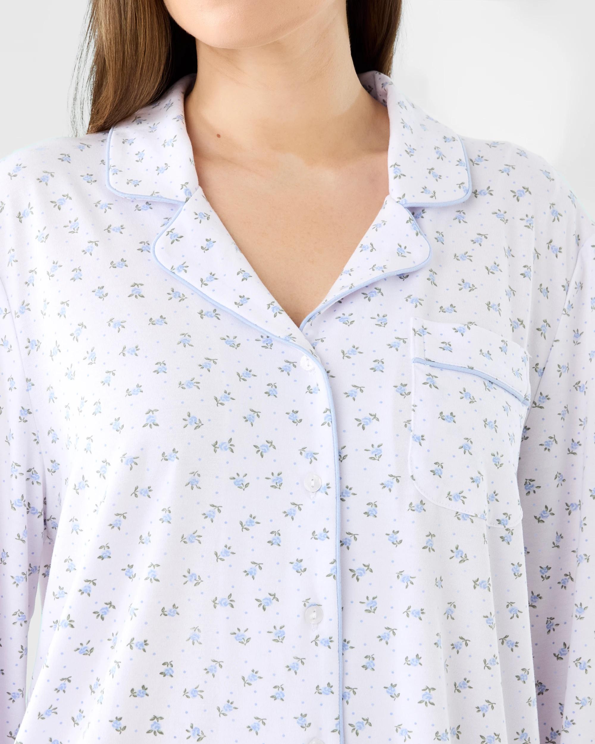 5 Long Sleeve Top and Pants Comfort Pyjama Set Blue Rose, 5 of 7