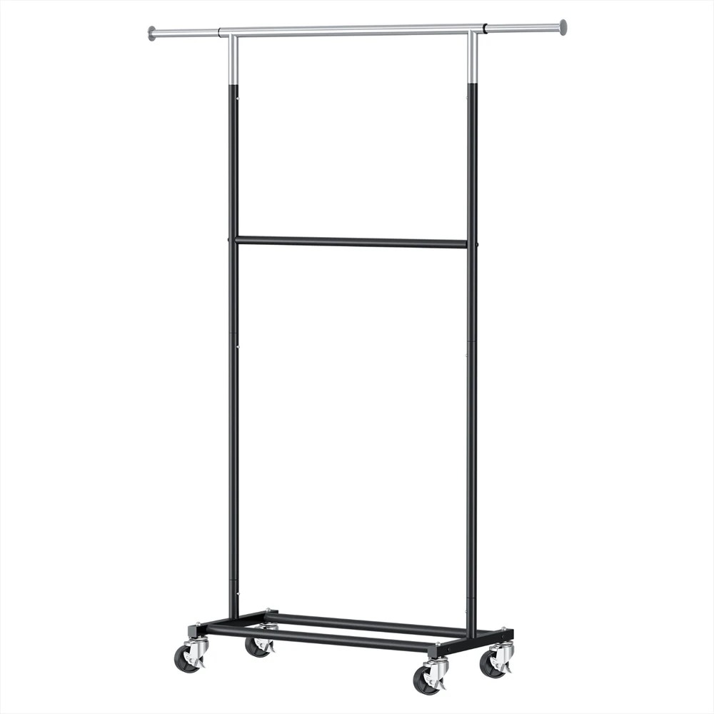 1 Artiss Clothes Rack Double Rod Airer Rail Coat Stand Adjustable Hanger - Multi, 1 of 5