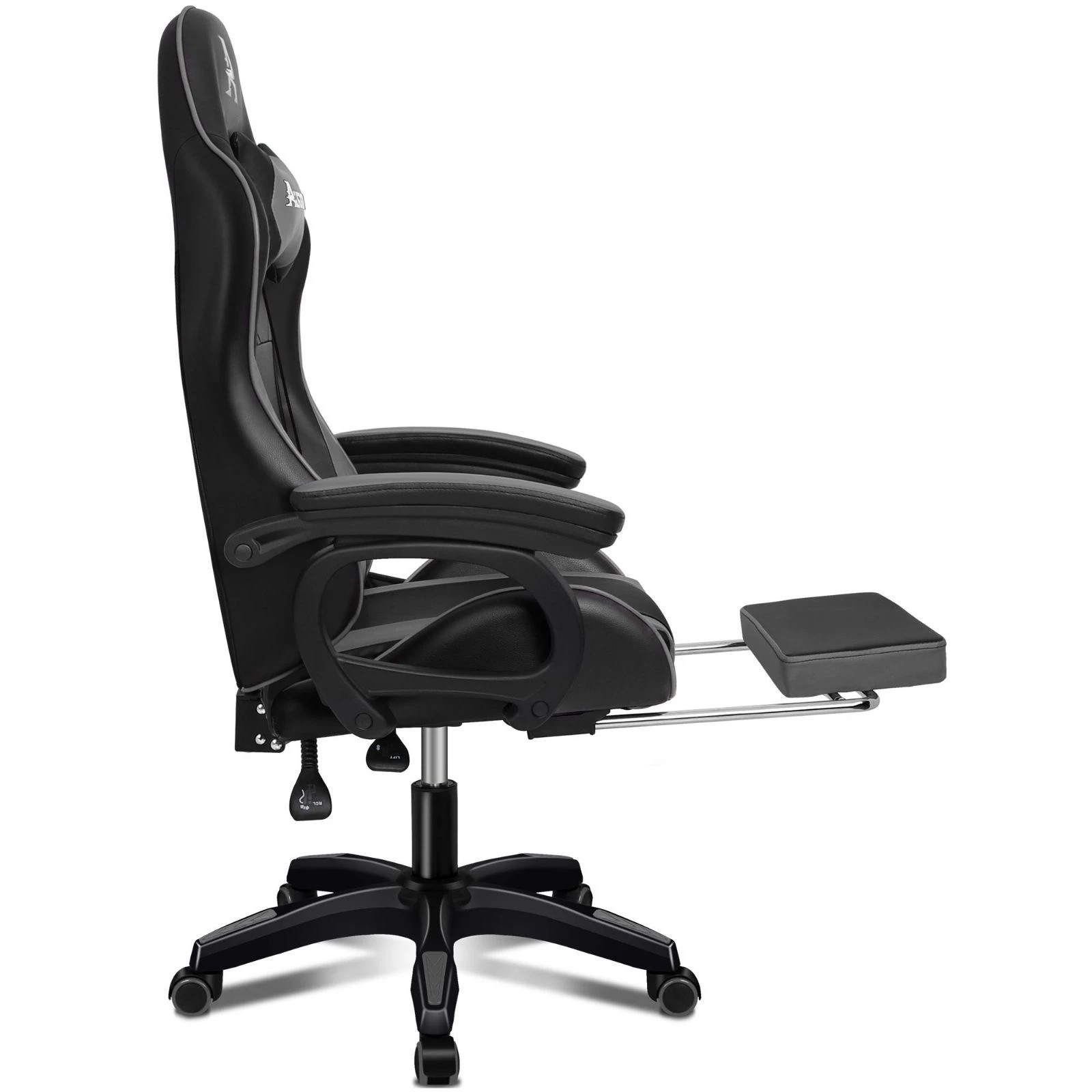 4 Alfordson Gaming Office Chair Massage Racing Computer Seat Footrest Leather - Grey, 4 of 10