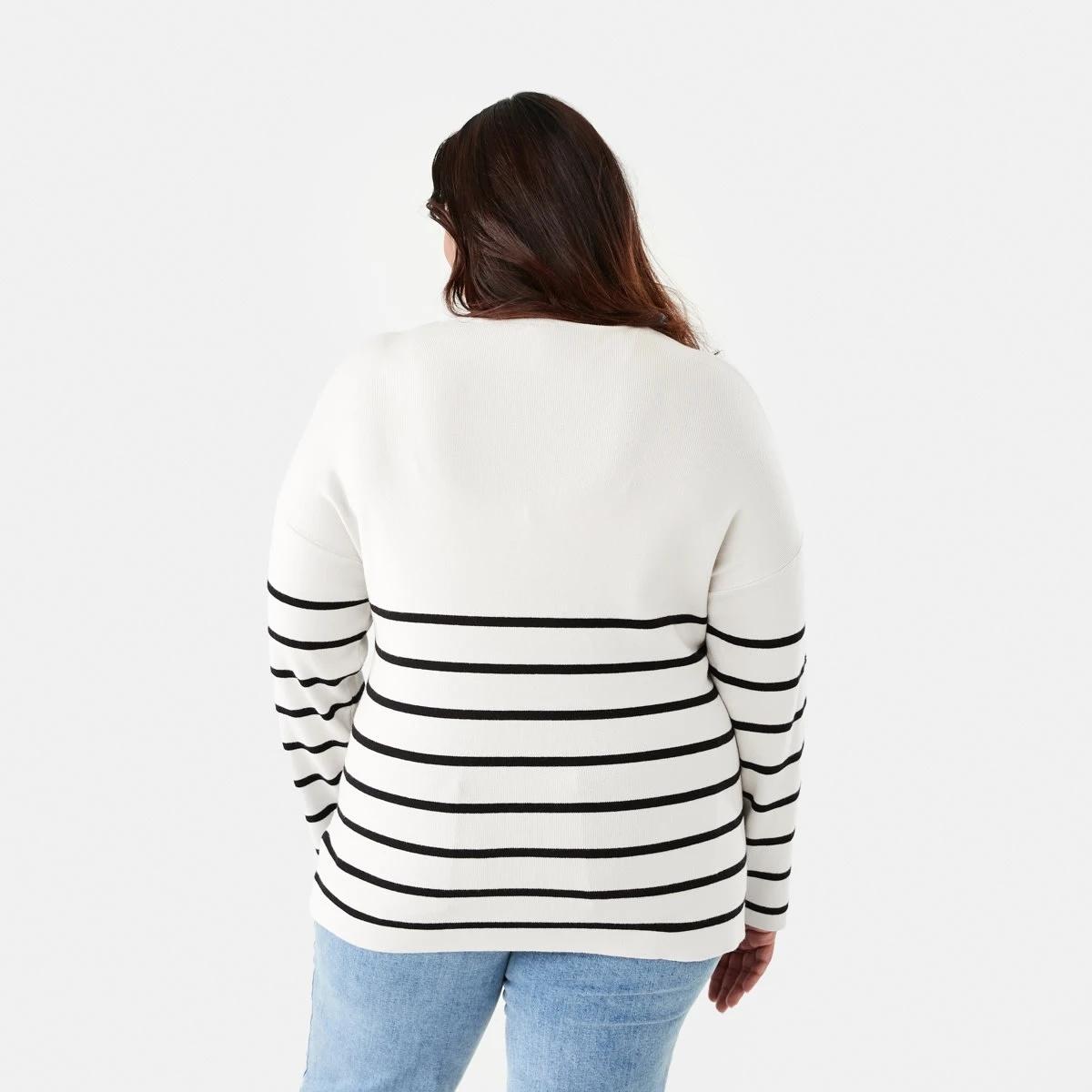 3 Curve Stripe Knit Jumper Nat Beige, 3 of 6