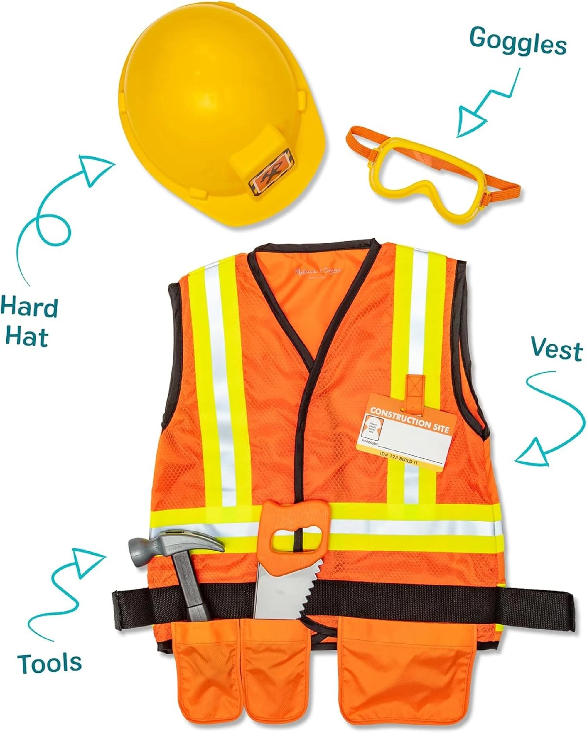 3 Melissa and Doug Construction Worker Costume Set 3 Pack, 3 of 6