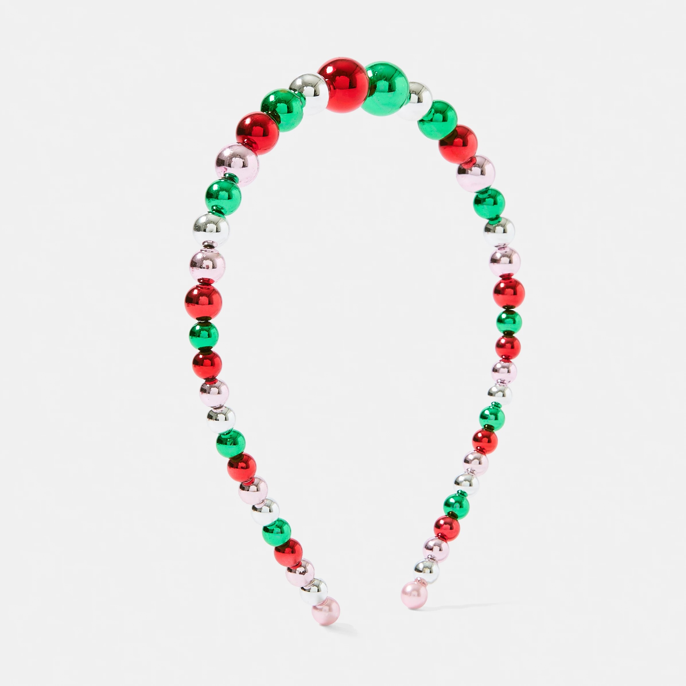 1 Christmas Gradual Ball Headband - Green, Red and Silver Tone, 1 of 4