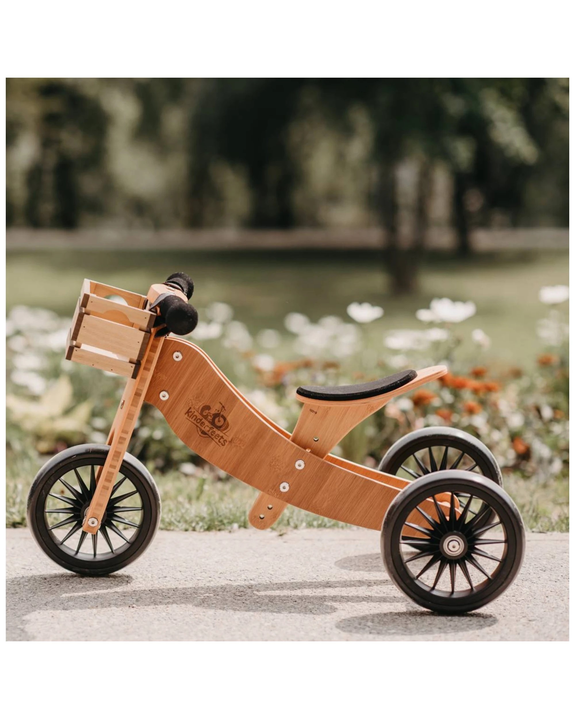 4 Kinderfeets Tiny Tot Plus Bamboo Balance Bike And Trike Kids Ride On Toy 18 Months Plus - Brown, 4 of 9