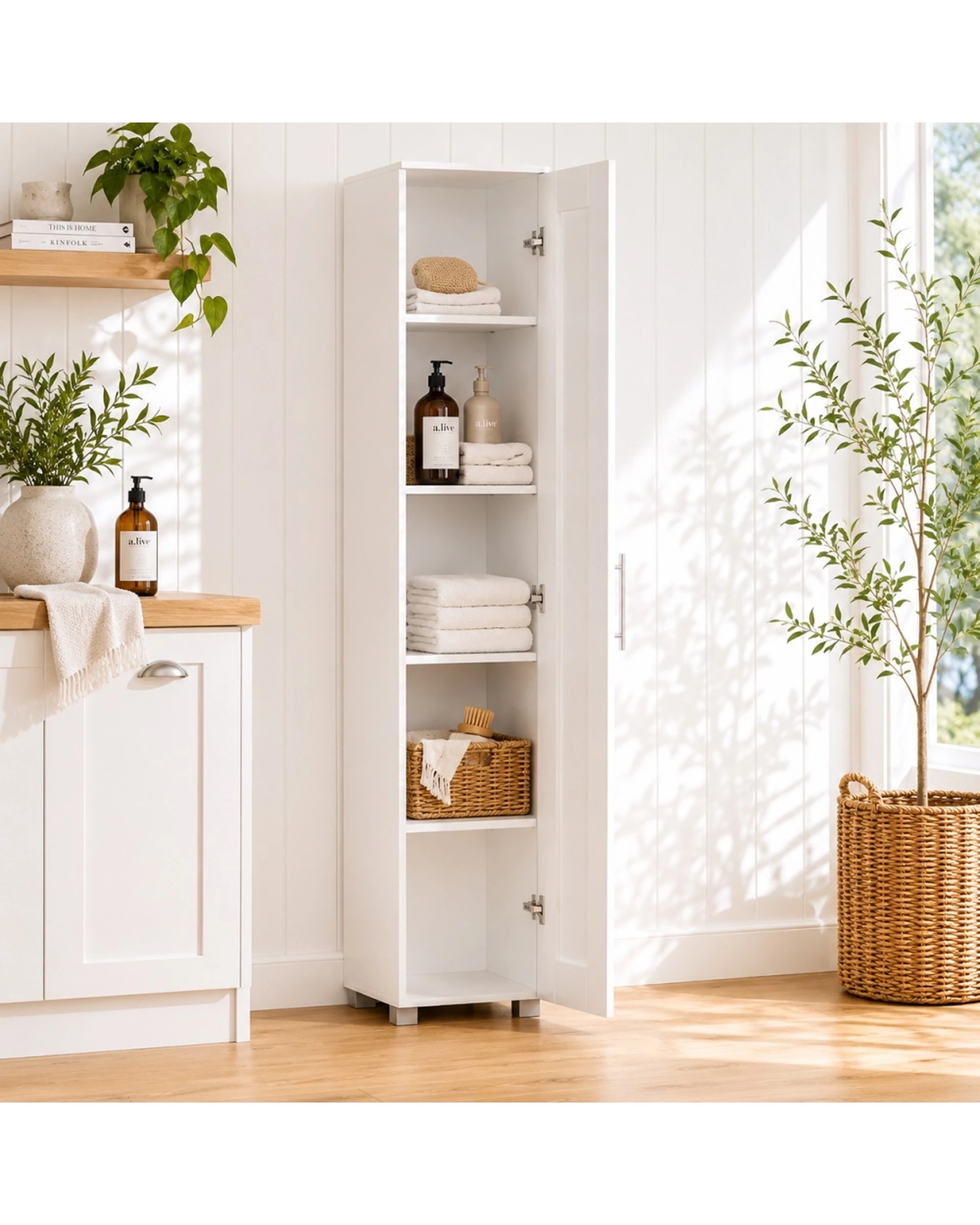 4 Alpine Bay Montreal 1 Door Storage Cabinet Cupboard - White, 4 of 7