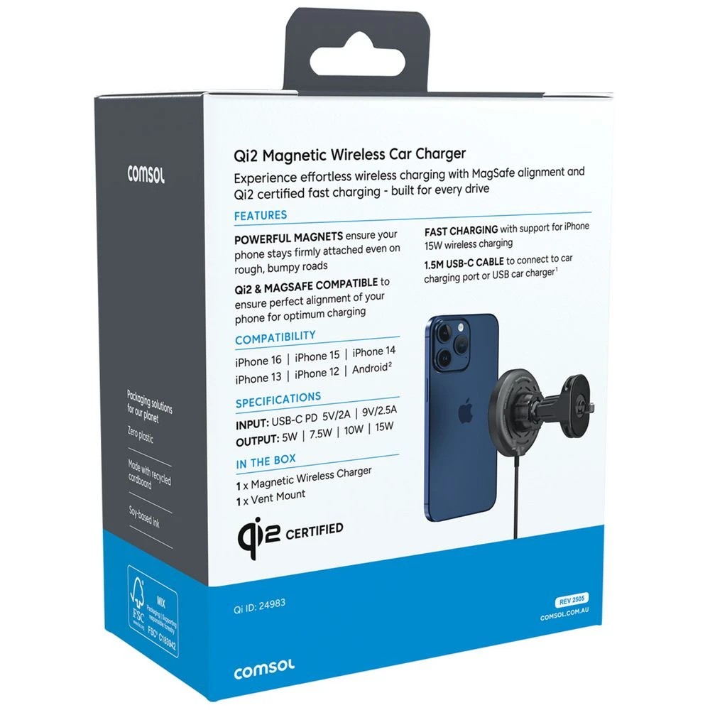 3 Comsol Drive Qi2 Wireless Car Charger Black, 3 of 5