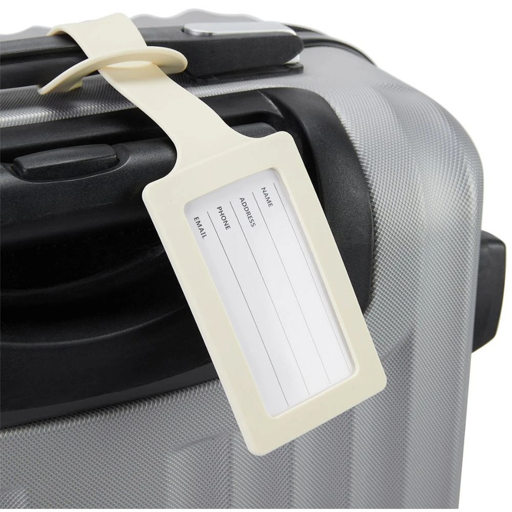 1 J.Burrows Silicone Luggage Tags Beige 2 Pack, 1 of 4