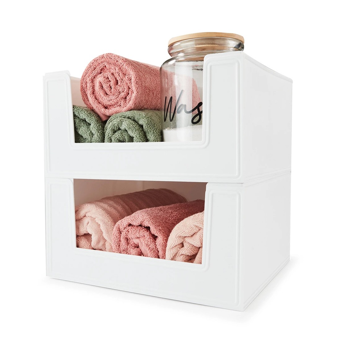 3 28.5L Modular Open Front Stackable Bin - White, 3 of 10