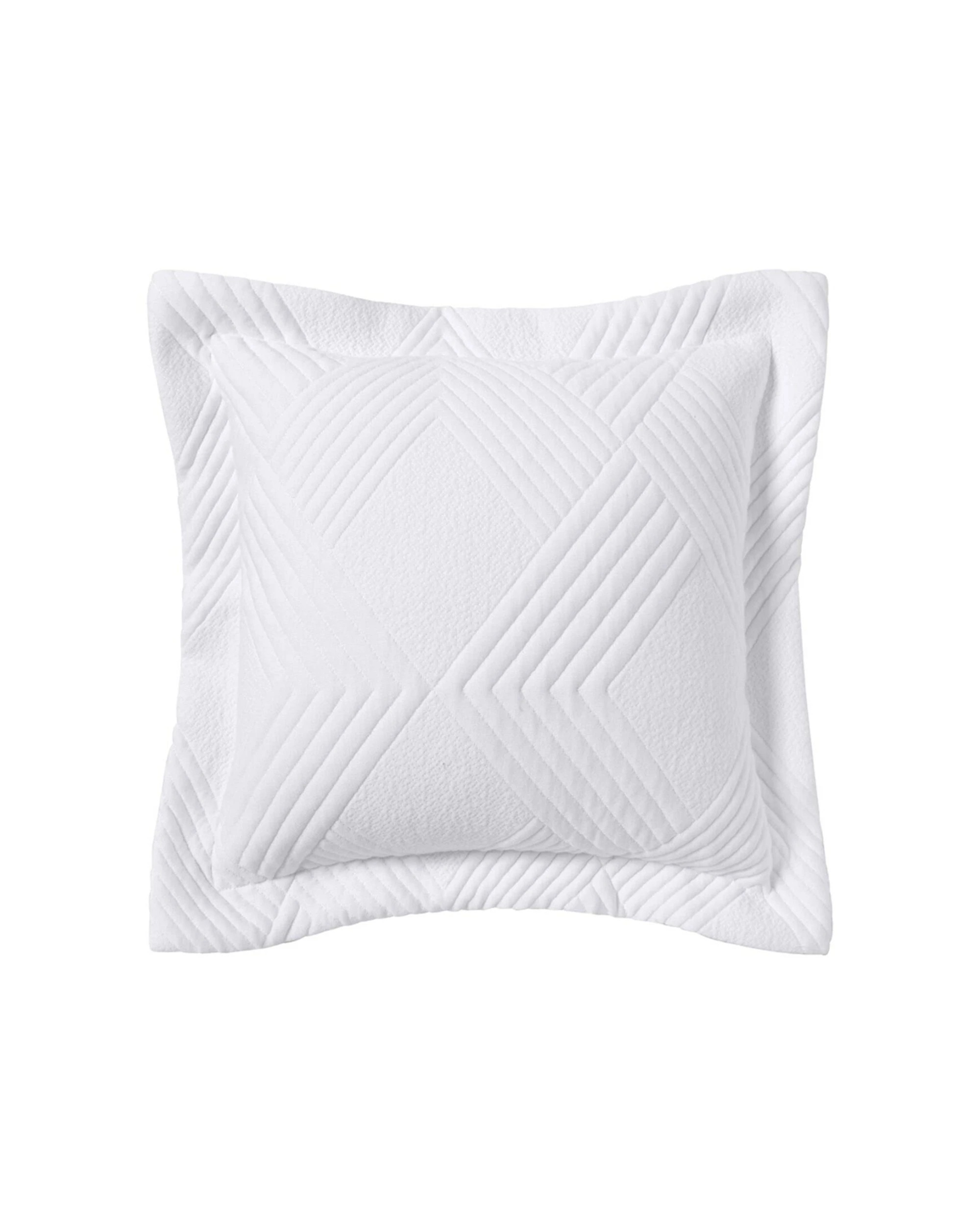 1 Bianca Cassiano Square Polyester Jacquard Cushion Geometric 43x43cm - White, 1 of 1