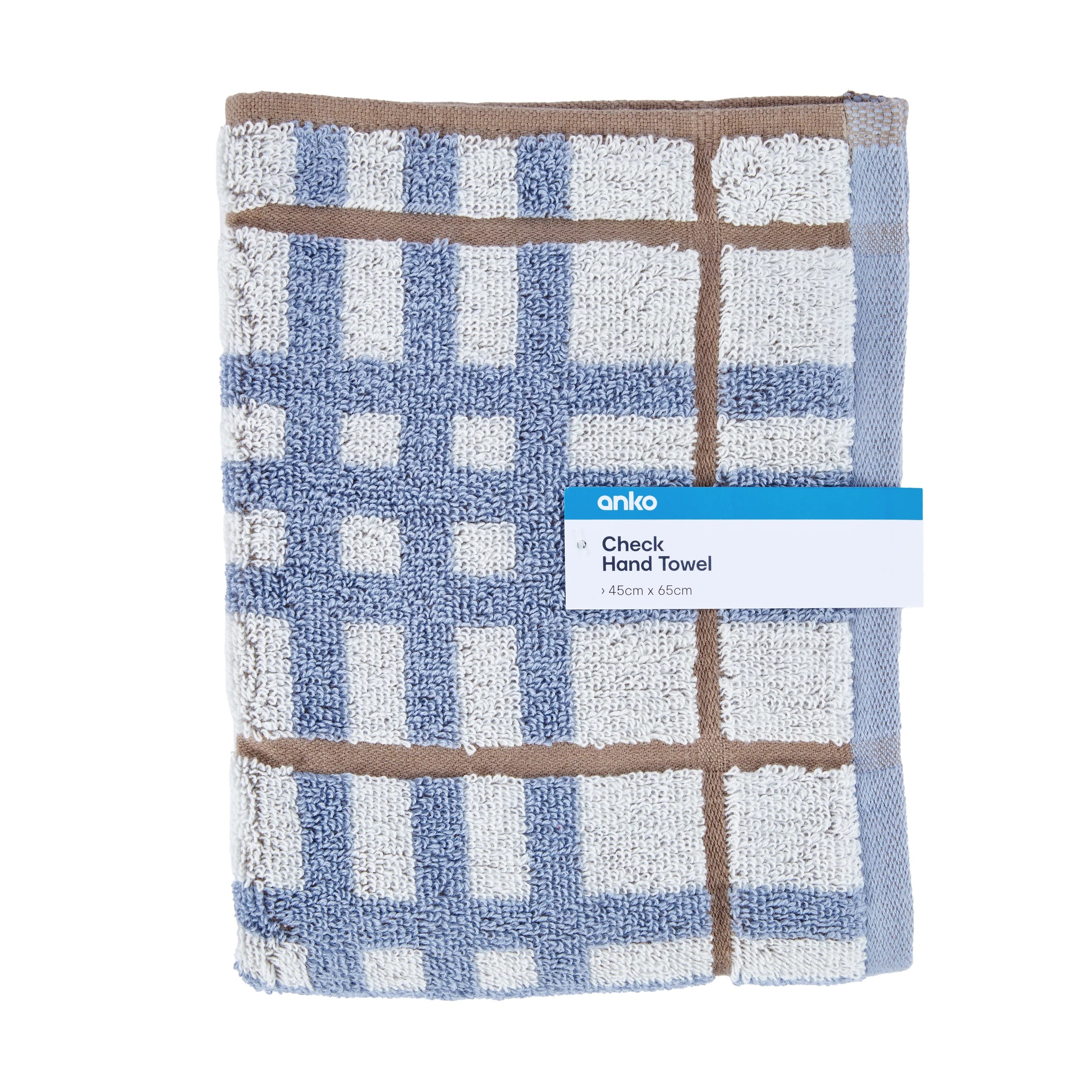 5 Cotton Check Hand Towel - Blue, 5 of 5