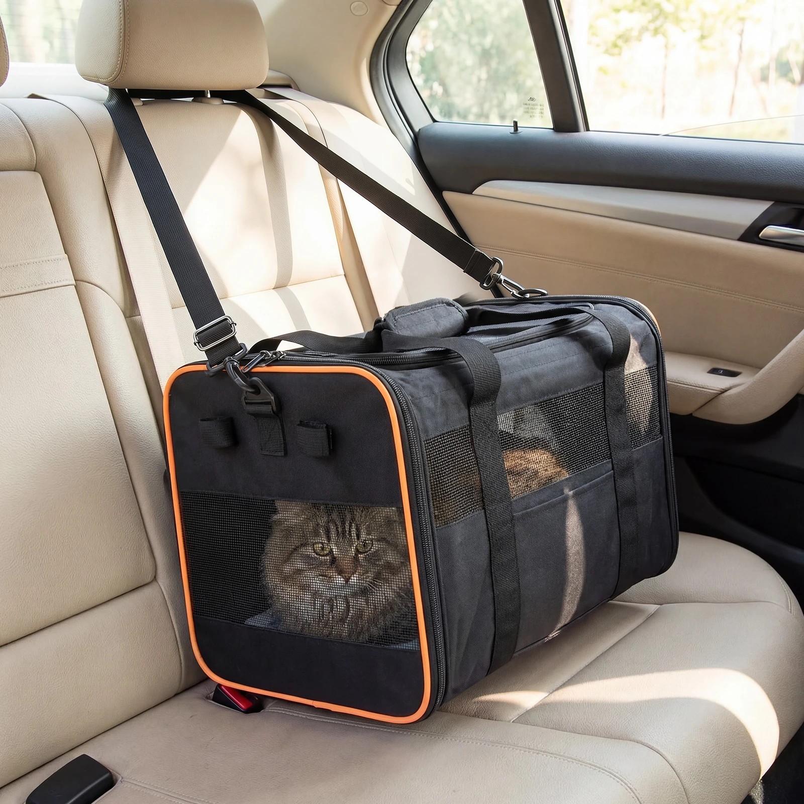 3 Costway Rolling Pet Carrier Foldable Soft-sided Dog Travel Crate w/Telescopic Handle, 3 of 5