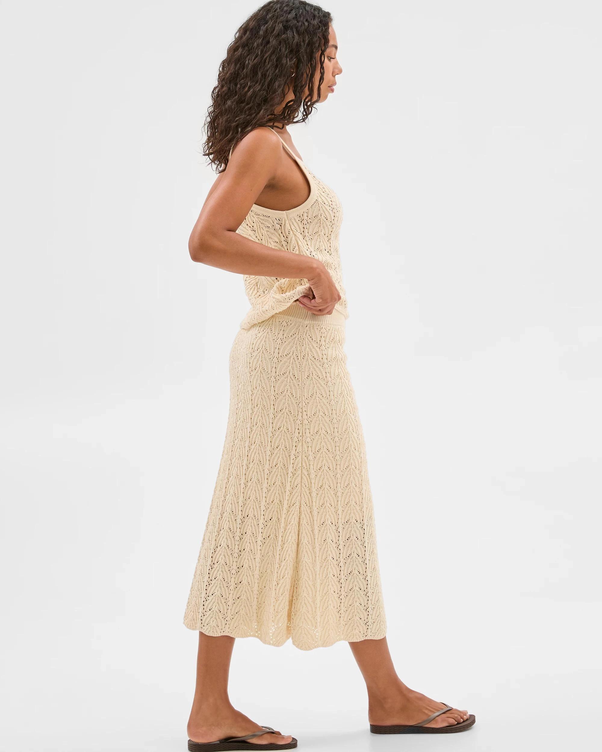4 Target Australian Cotton Knitted A-Line Crochet Skirt NATURAL, 4 of 8