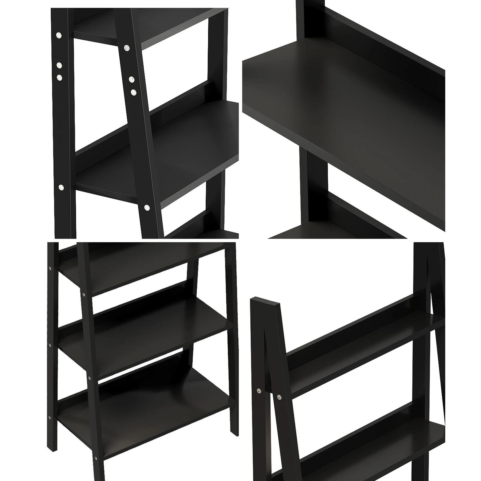 4 Oikiture Bookshelf 6 Tier Corner Ladder Shelf Home Storage Display Rack
 - Black, 4 of 9