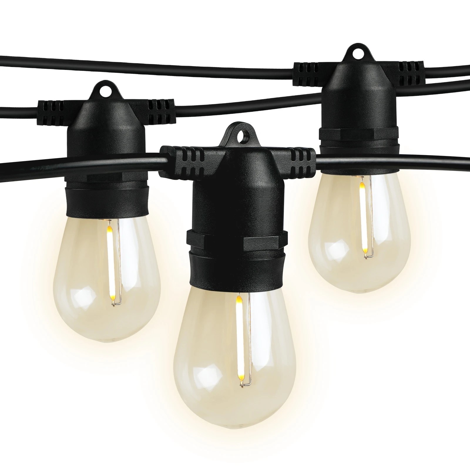 1 Mazam 100M LED Outdoor Festoon String Lights - Black, 1 of 10