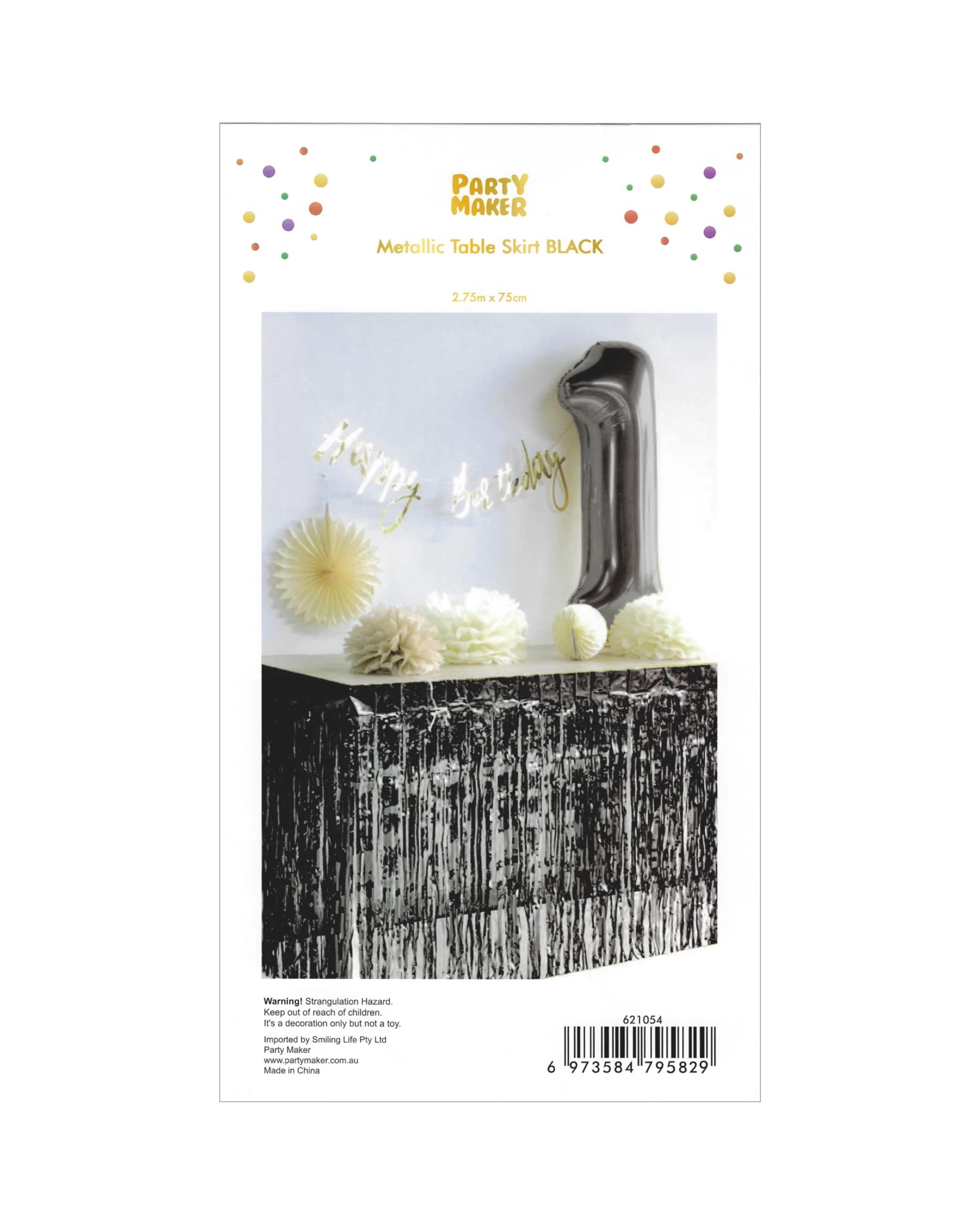 2 Partyrama Metallic Black Table Skirt - Black, 2 of 2