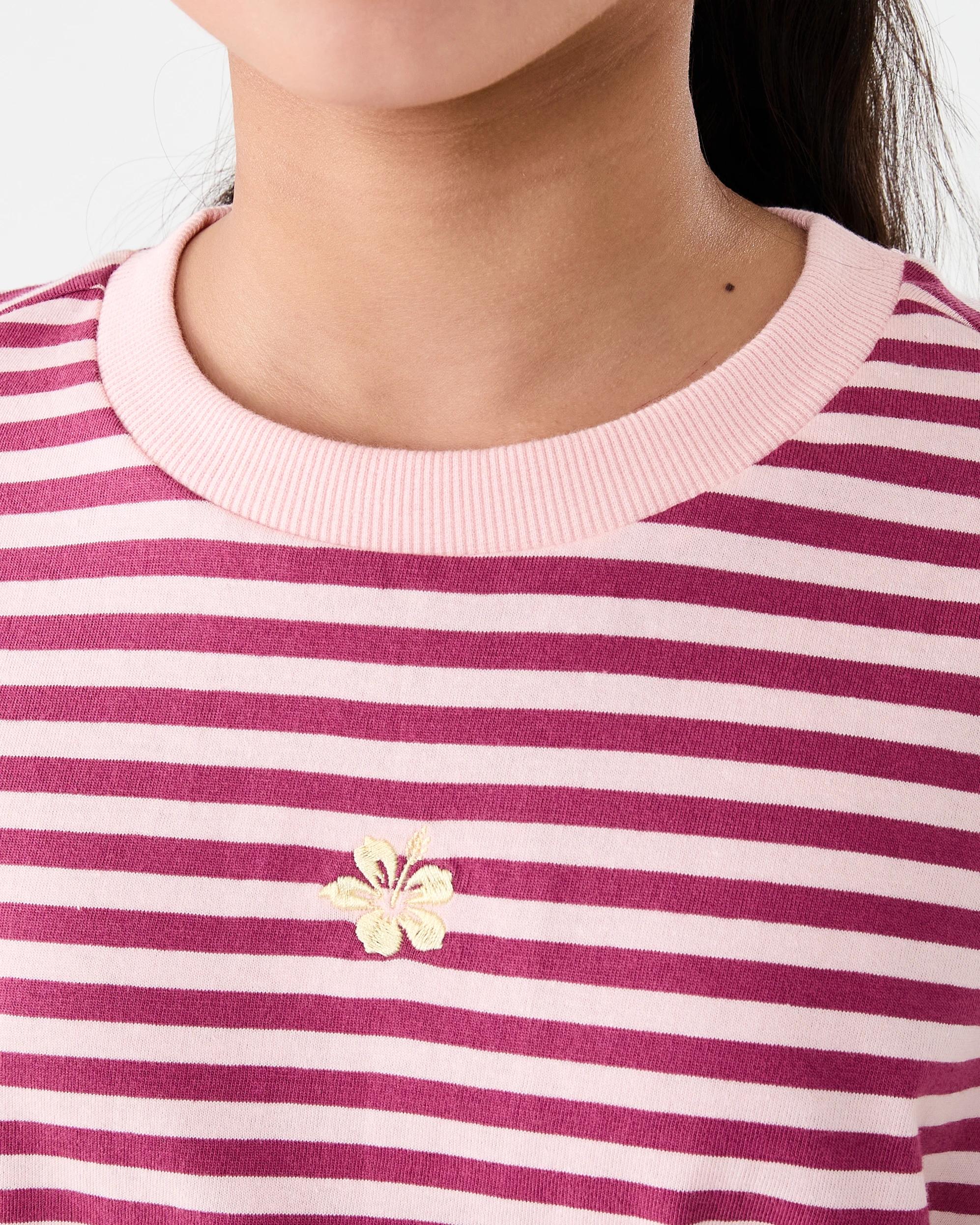 4 Short Sleeve Striped Oversized T-shirt Pnk Stripe, 4 of 7