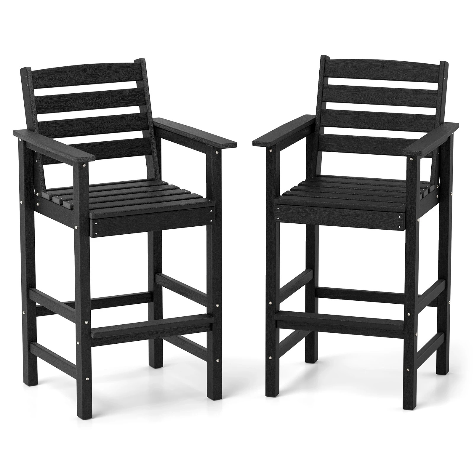1 Costway 2x Outdoor Dining Chair Bar Chairs w/Wide Armrests & Footrest Patio Lounge, 1 of 1