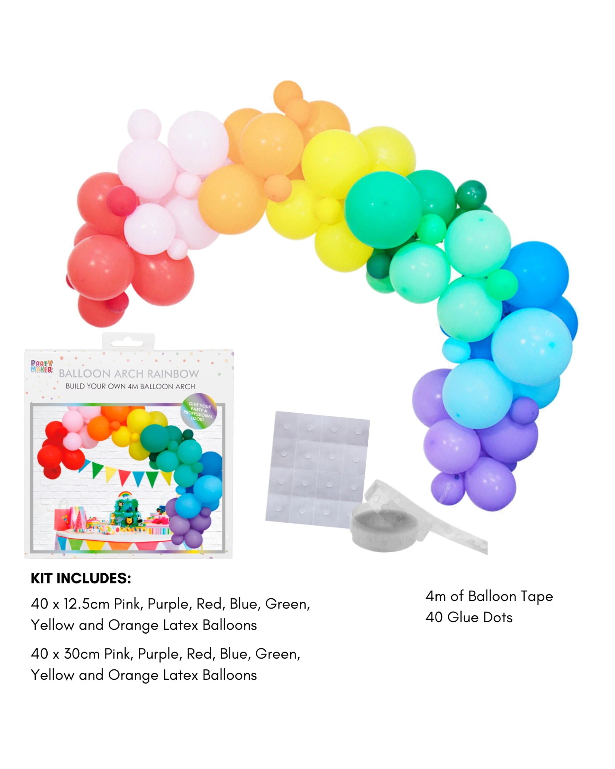 3 Partyrama Rainbow 4m Balloon Arch Kit - Rainbow, 3 of 3