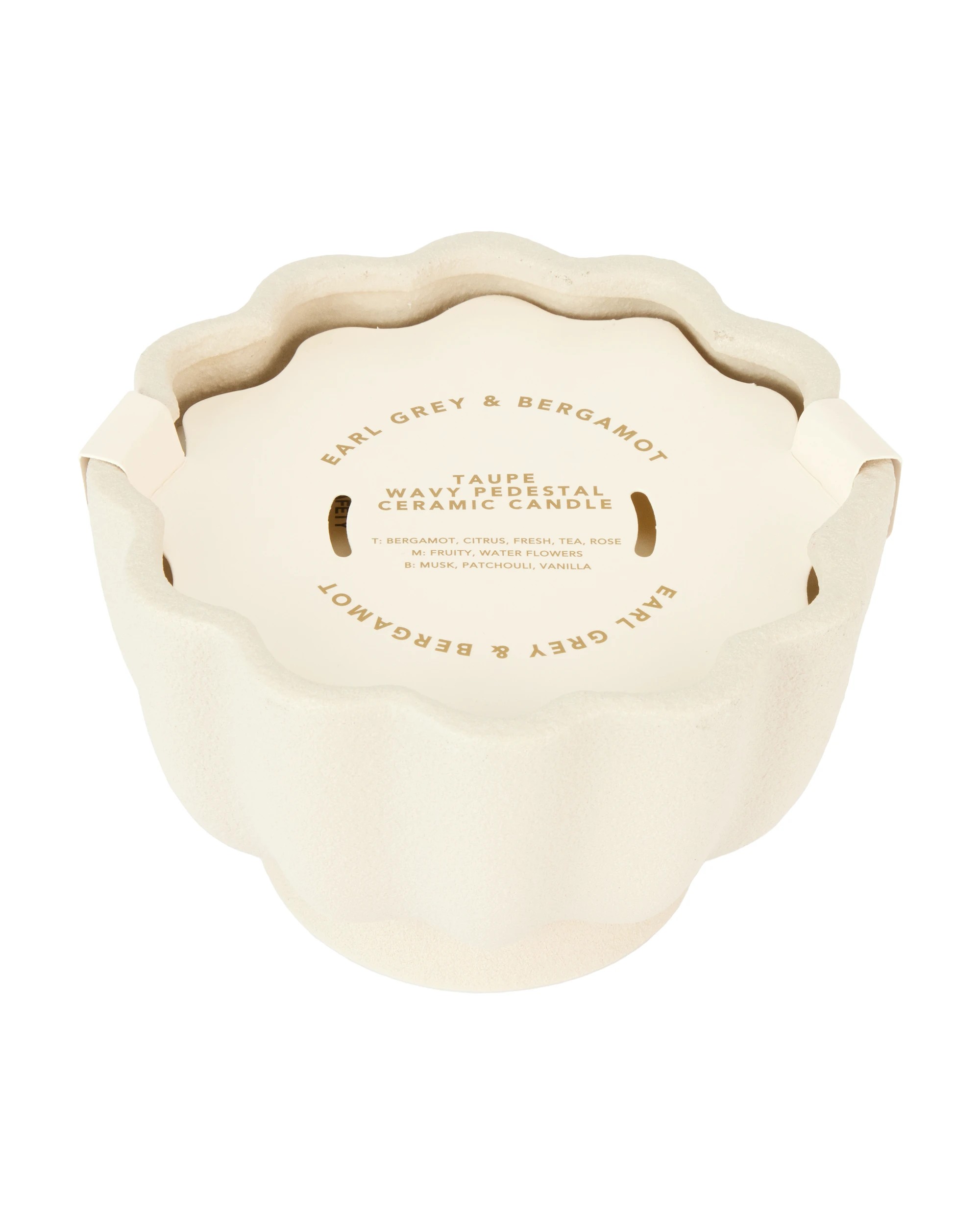 5 Taupe Wavy Pedestal Ceramic Candle, 5 of 6