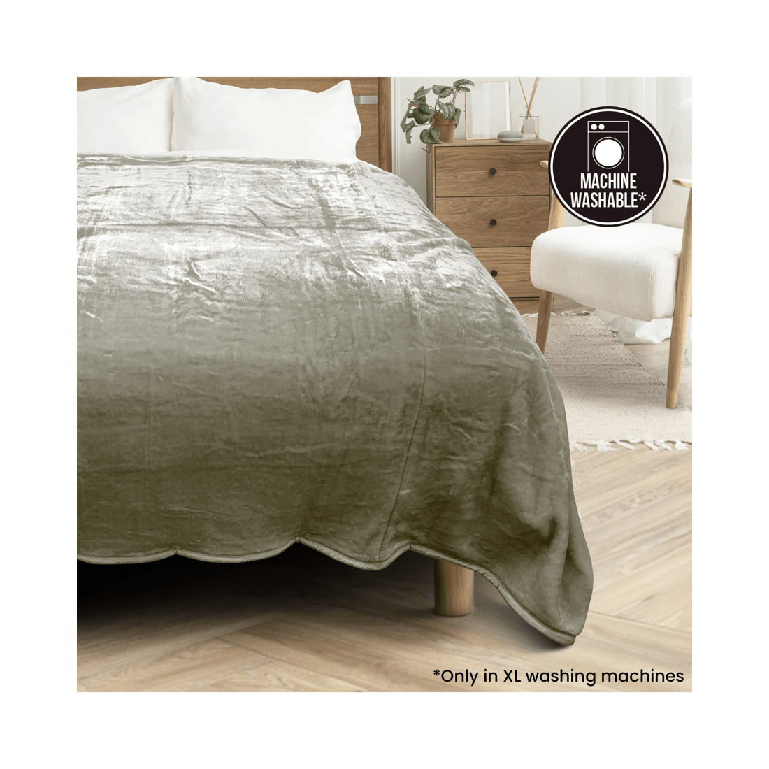 8 Laura Hill 3m X 3m Xl Faux Mink Blanket Double-sided Soft Plush Bed Oversized Throw Rug Olive
 - Super King Bed, 8 of 9