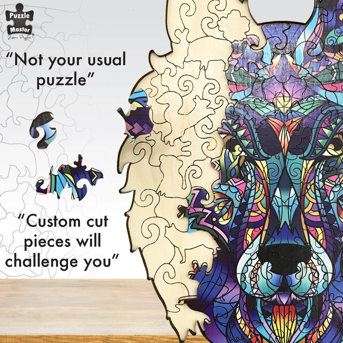 5 Puzzle Master 132 Piece Wooden Jigsaw Puzzle, Wolf, 5 of 8