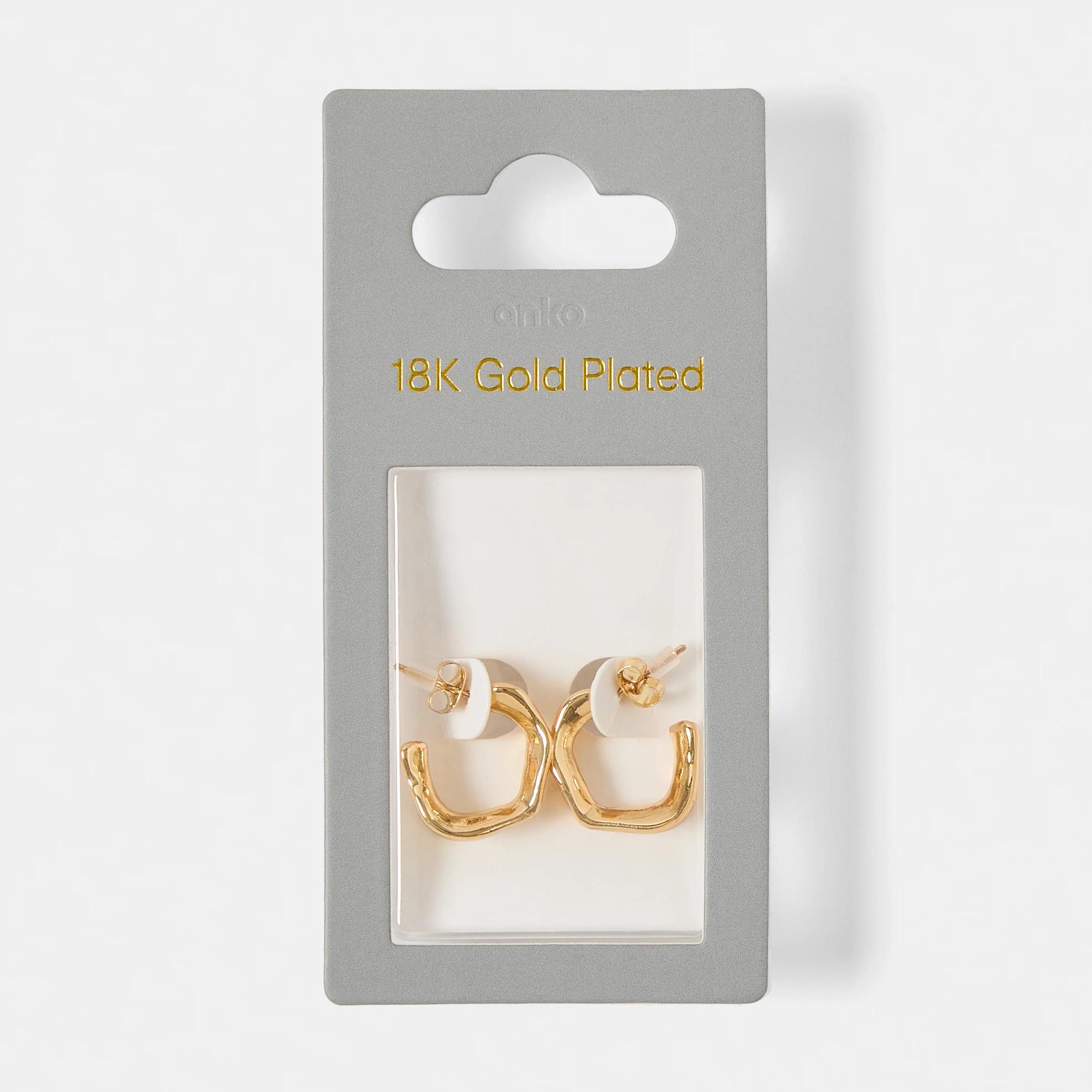 5 18K Gold Plated Organic Hoop Earrings Gold, 5 of 5