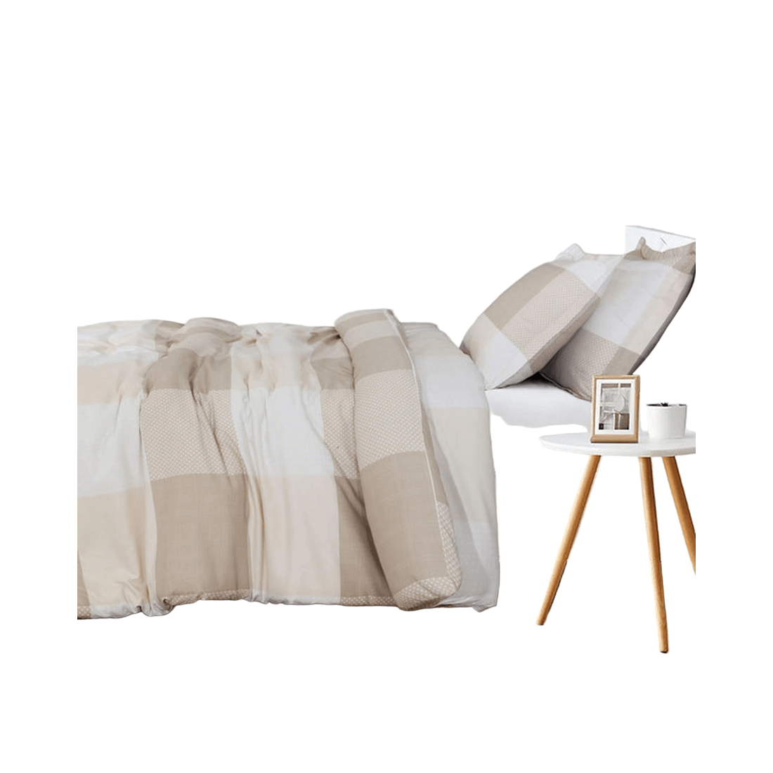 1 Amsons Beige Check Quilt Cover Set - Double?Brushed Microfiber, King Single
 - King Single Bed
 - pattern, 1 of 6