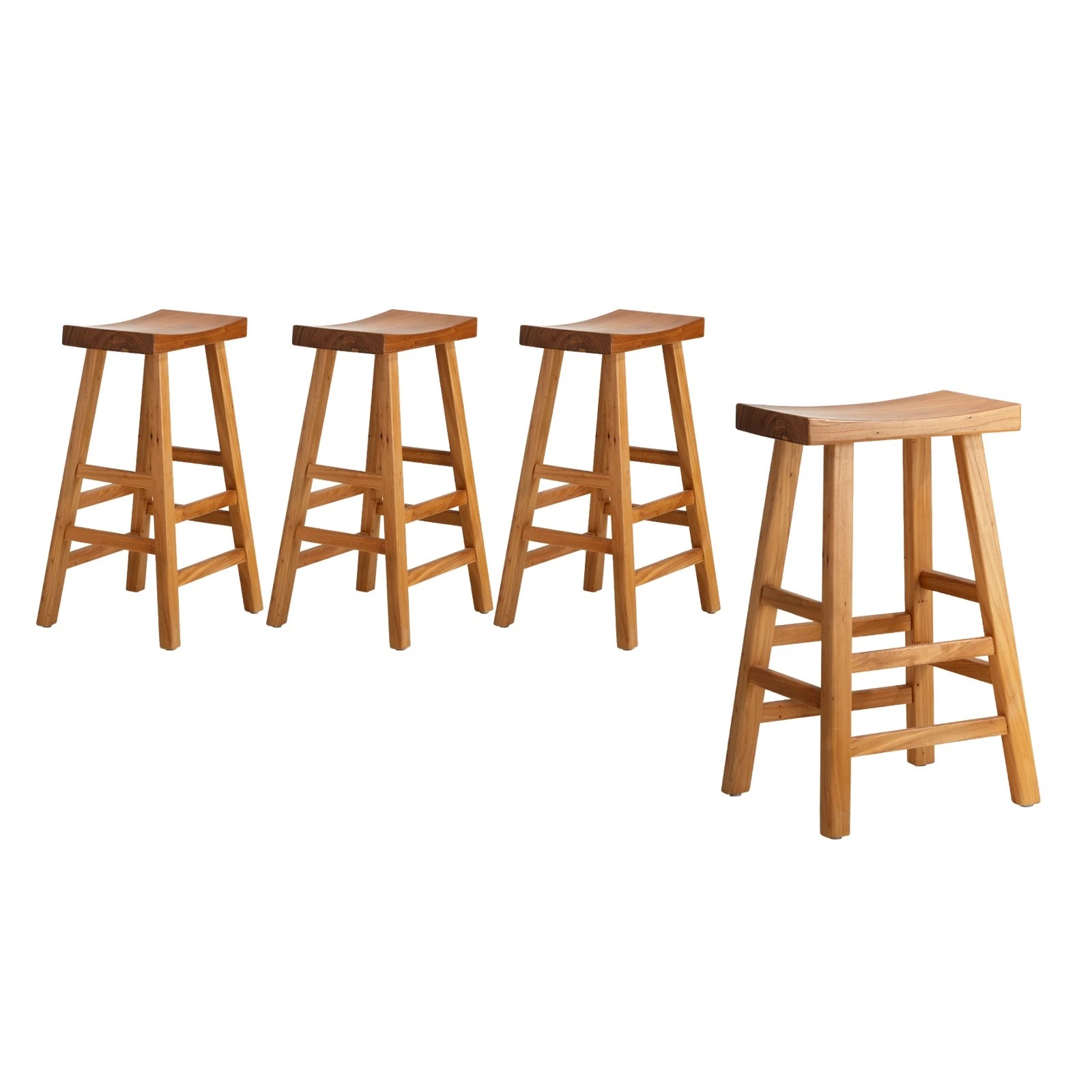 1 Oikiture Set Of 4 Bar Stools Kitchen Stool Wooden Counter Chairs
 - Natural, 1 of 10