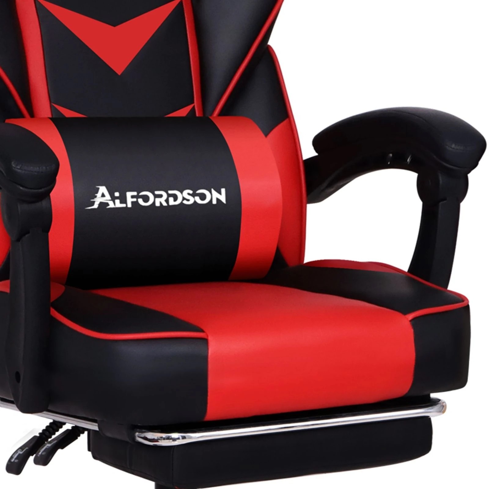 7 Alfordson Gaming Chair Office Seat Racing Lumbar Massage Footrest Executive - Red, 7 of 10