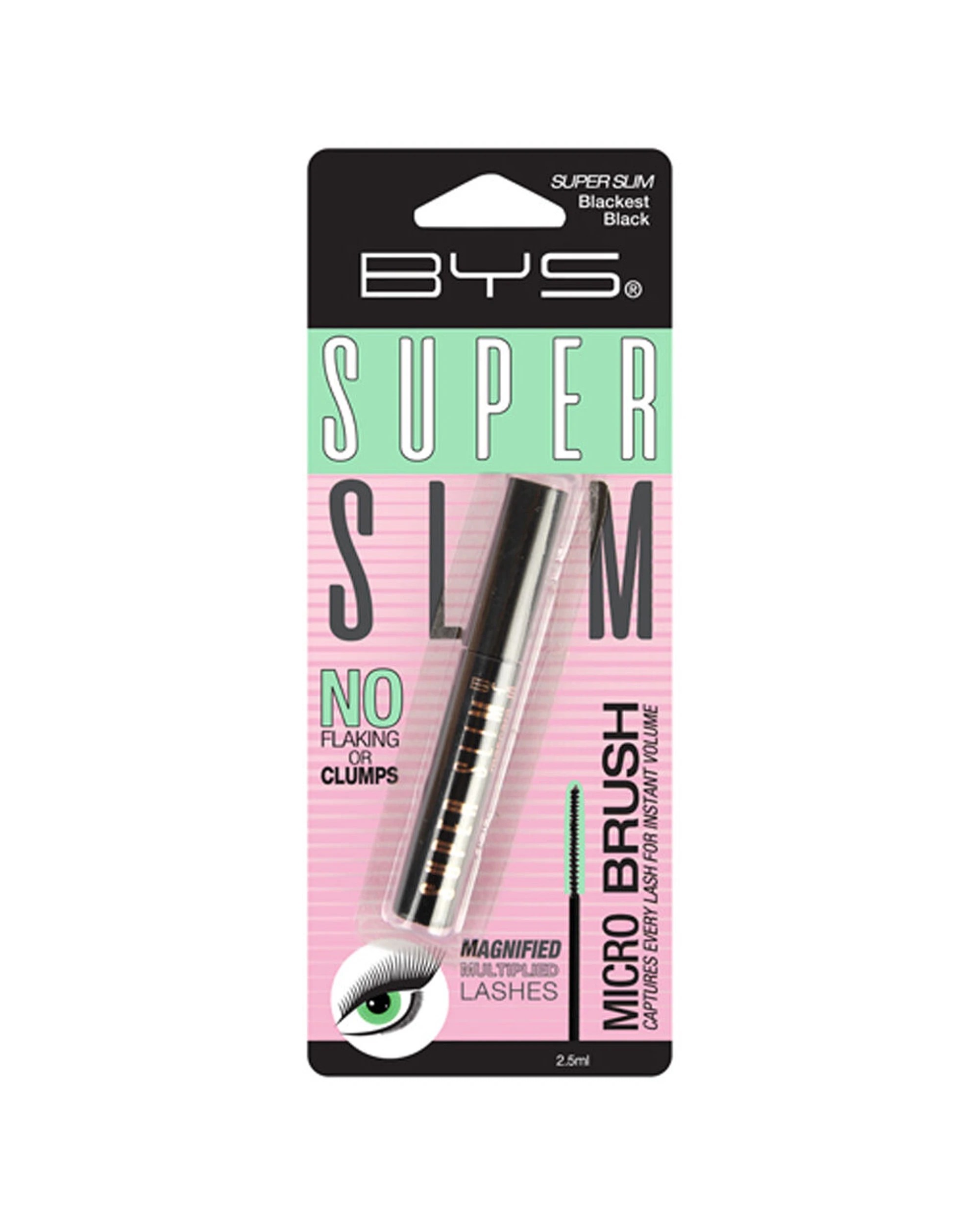 2 BYS Super Slim Mascara Eyelash Makeup Blackest 3PK 2.5ml Ultra Fine - Black, 2 of 2