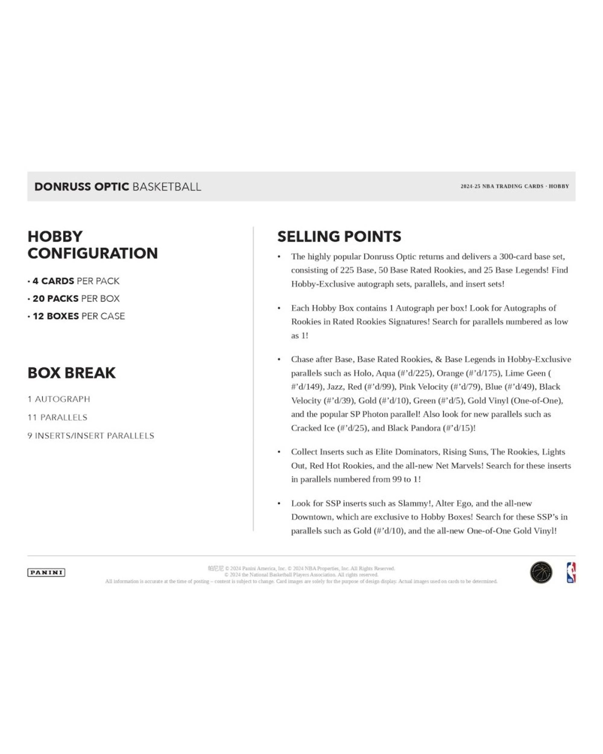 5 Panini 2024/2025 NBA Donruss Optic Basketball Hobby Pack, 5 of 5