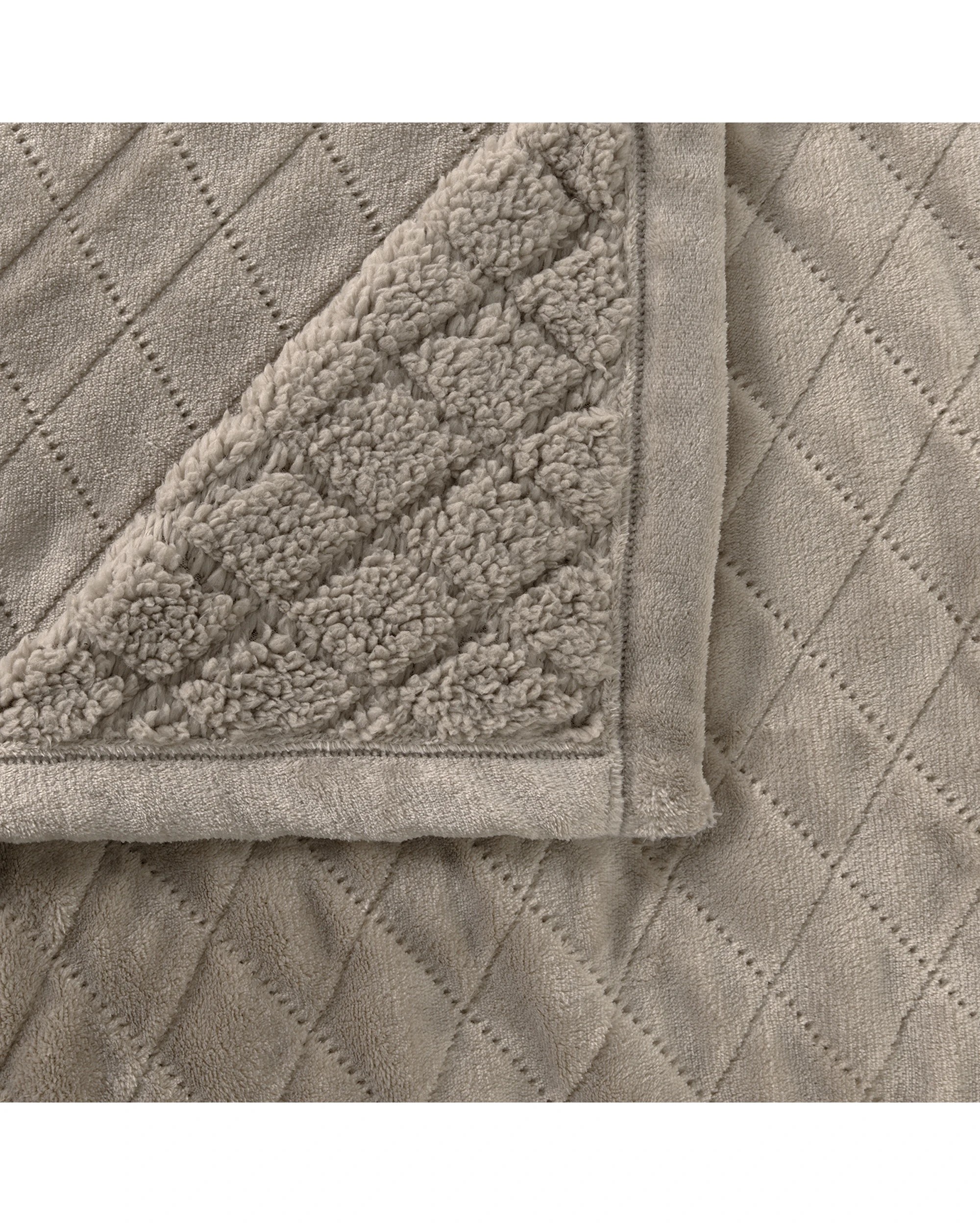 2 Bianca Mansfield 480gsm Sherpa Blanket Super King - Grey, 2 of 2